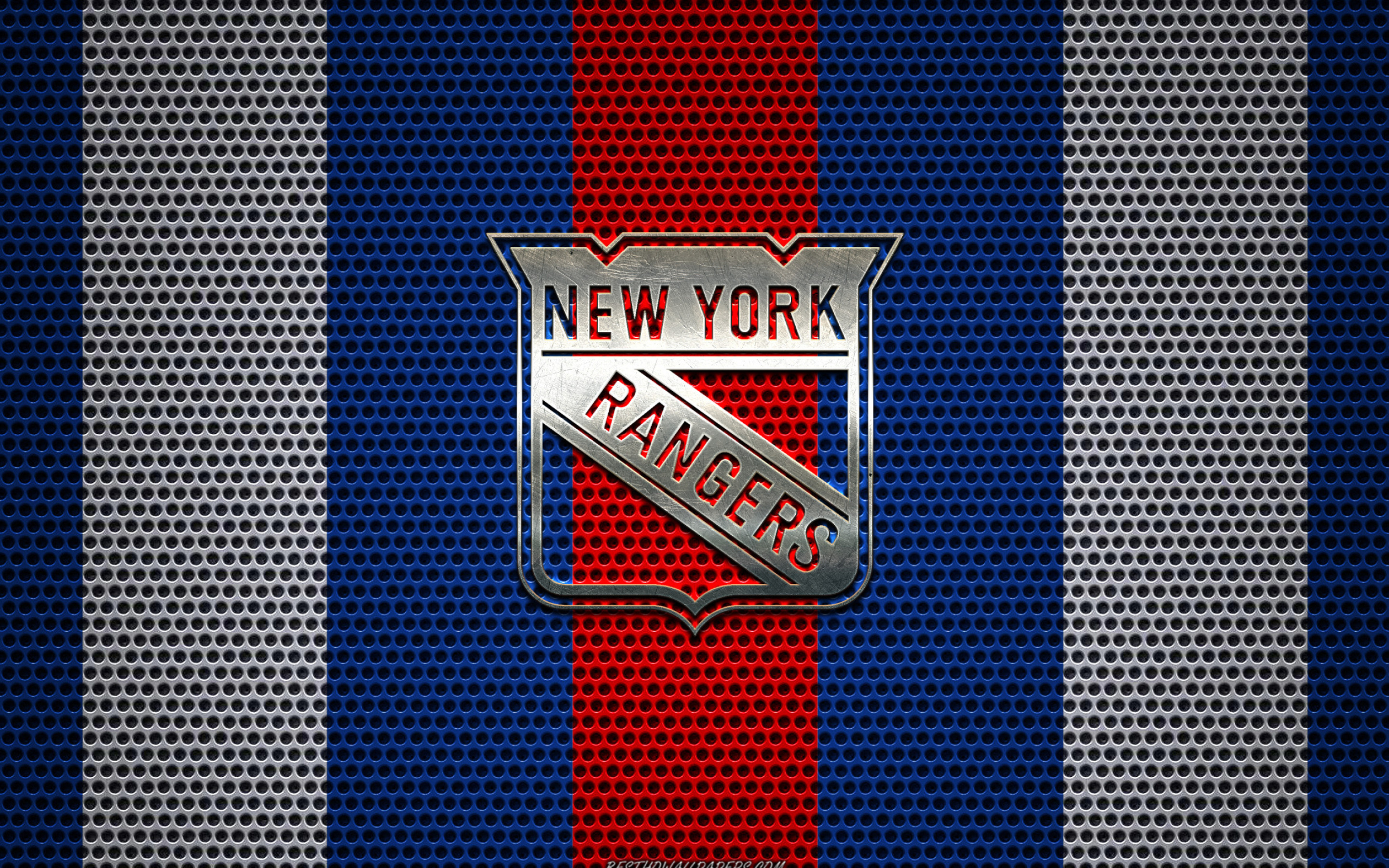 New York Rangers, Logo, American hockey club, Metal emblem, 2880x1800 HD Desktop