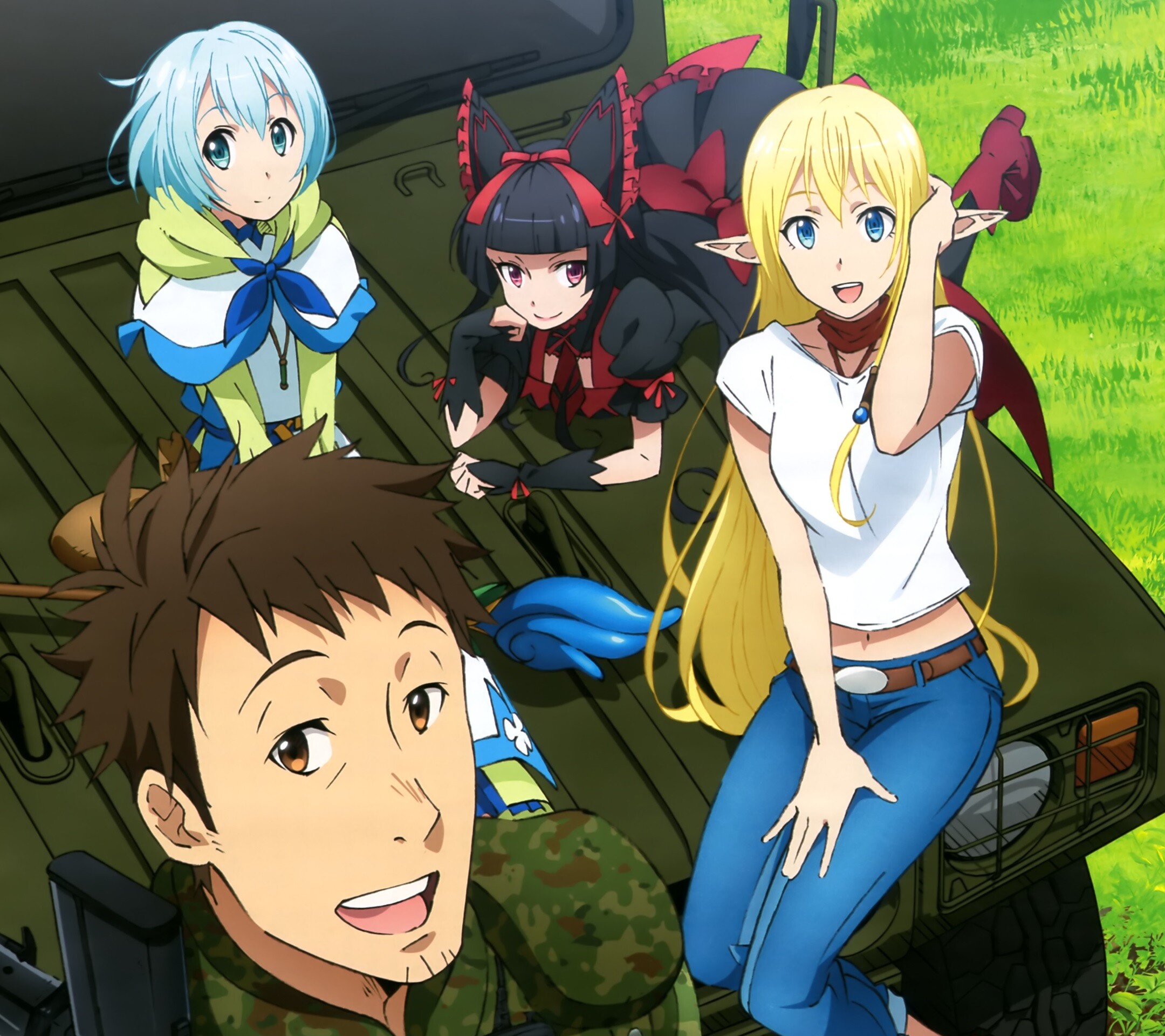 Gate (Anime): Rory Mercury, Lelei La Lalena, Yoji Itami, Tuka Luna Marceau, Takahiko Kyogoku. 2160x1920 HD Wallpaper.