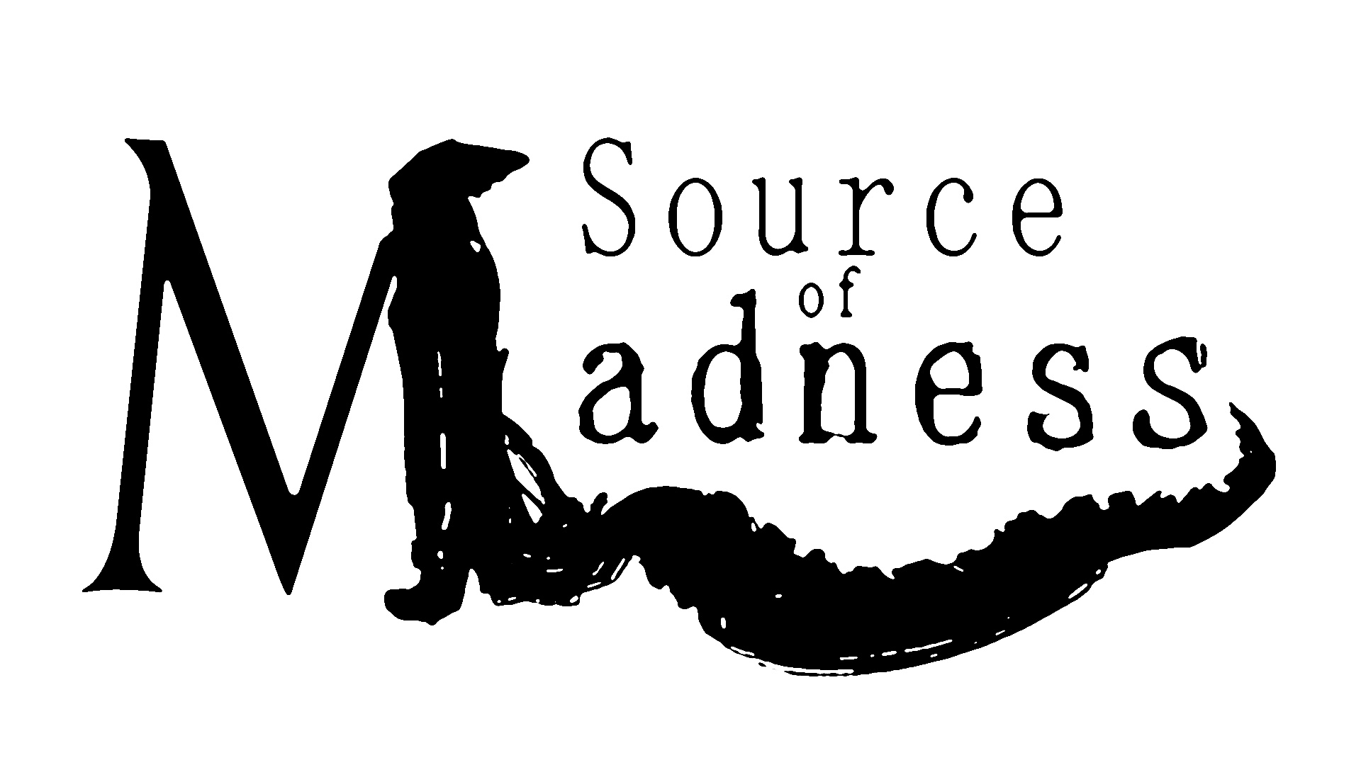 Source of Madness: Black and white, Game logo, Illustration, Graphic design. 1920x1080 Full HD Background.