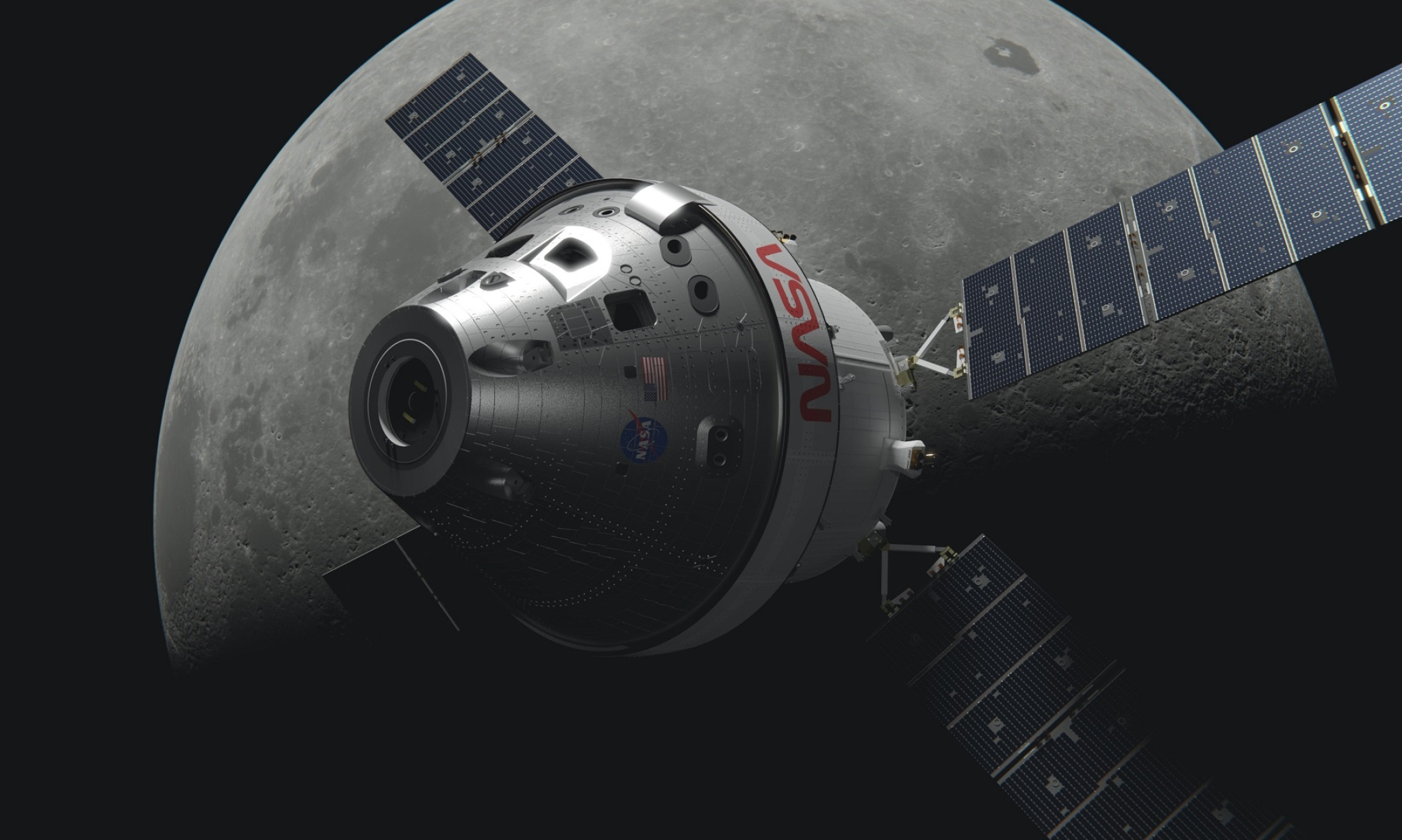 Spacecraft: Orion, Artemis 2, NASA, An object intentionally placed into orbit. 2050x1230 HD Background.