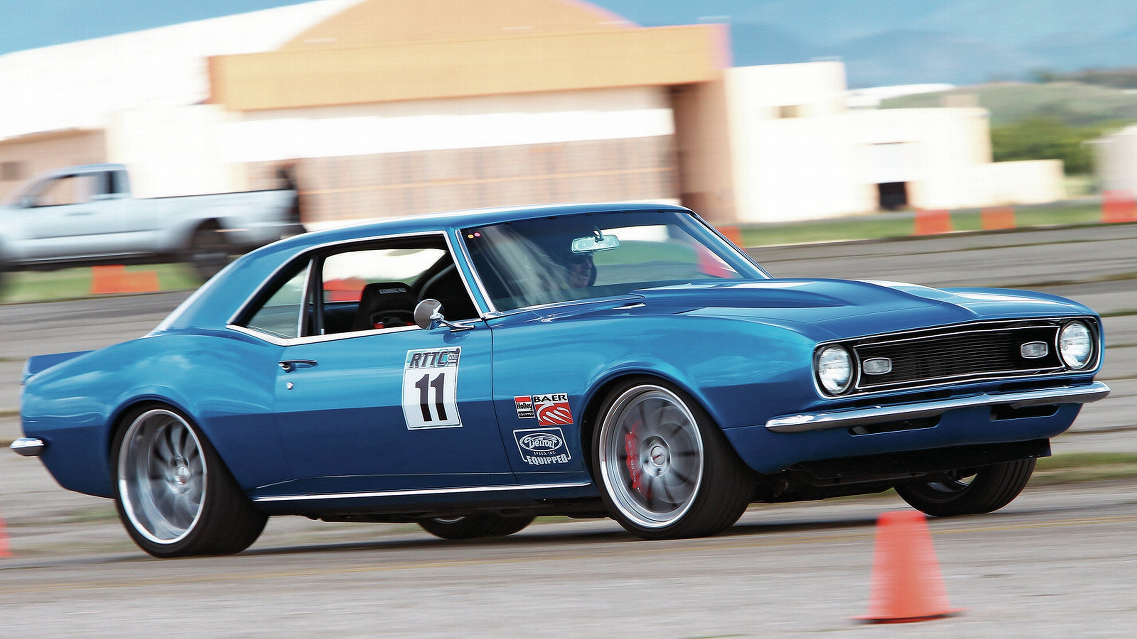Autocross: The first-generation 1968 Chevrolet Camaro Z28, A classic American muscle car. 3840x2160 4K Wallpaper.