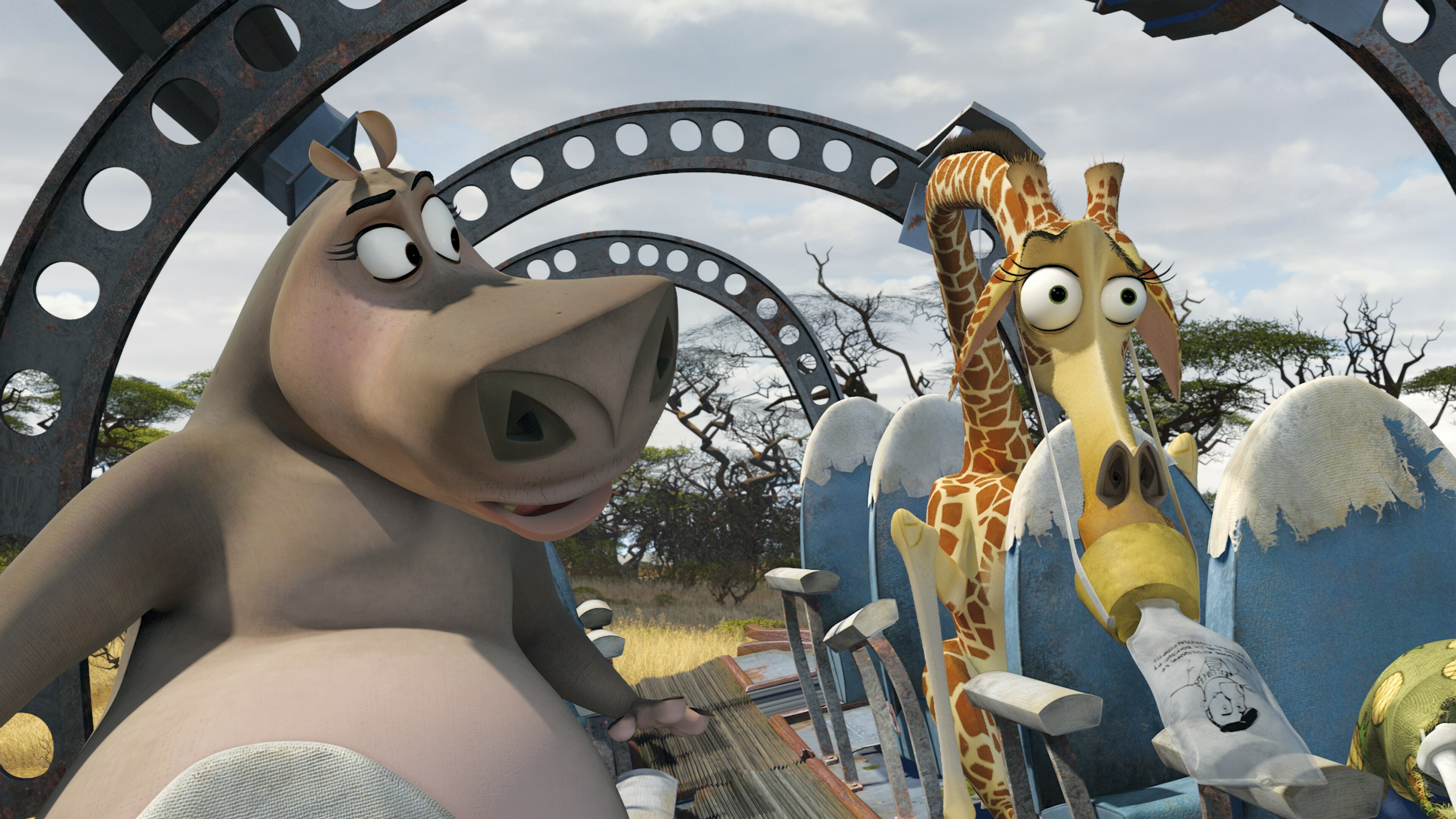Madagascar (Movie): A 2008 American computer-animated adventure comedy film, Melman the giraffe. 3840x2160 4K Background.