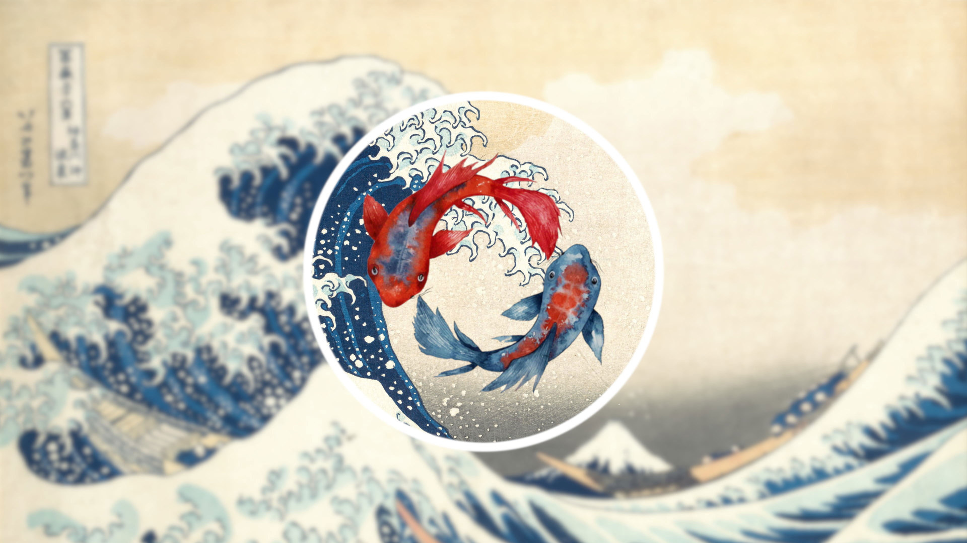 Great Wave off Kanagawa, Koi fish wallpaper, 1920x1080 Full HD Desktop