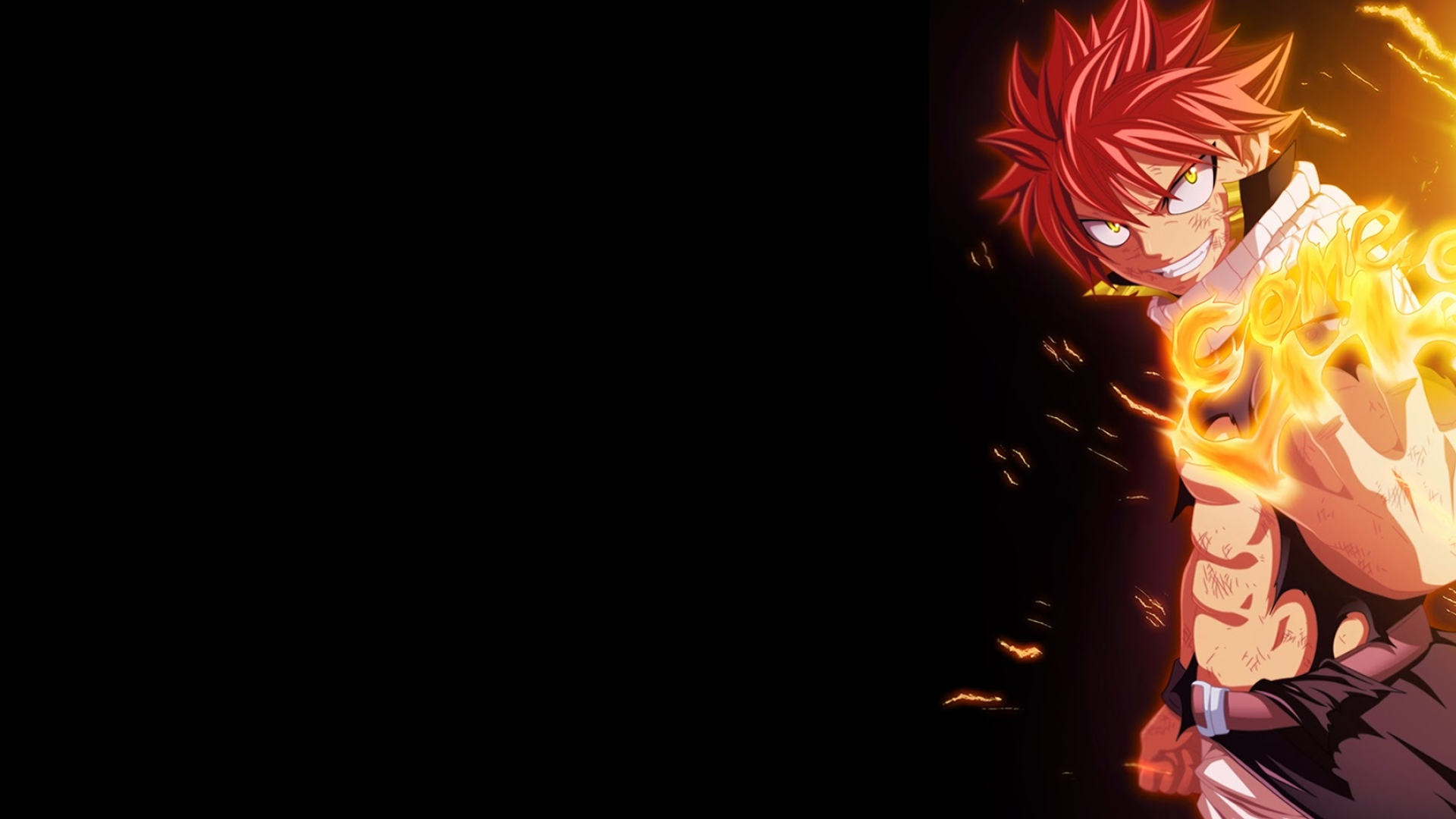 Natsu (Fairy Tail): Natsu's ability to eat flames gives him immunity to most types of flames and allows him to spew fire from his lungs. 1920x1080 Full HD Wallpaper.
