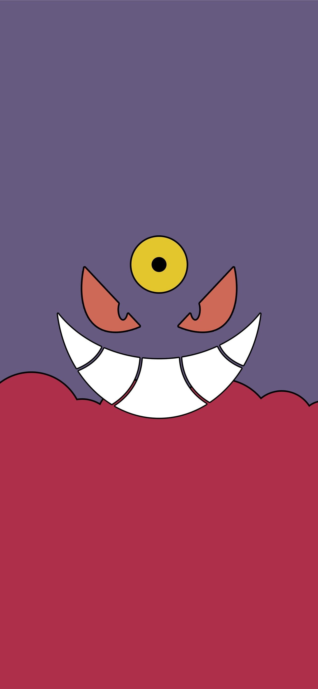Gengar: Shadow Pokemon, The 3rd yellow eye, Hot pink smoke, Generation I. 1290x2780 HD Background.