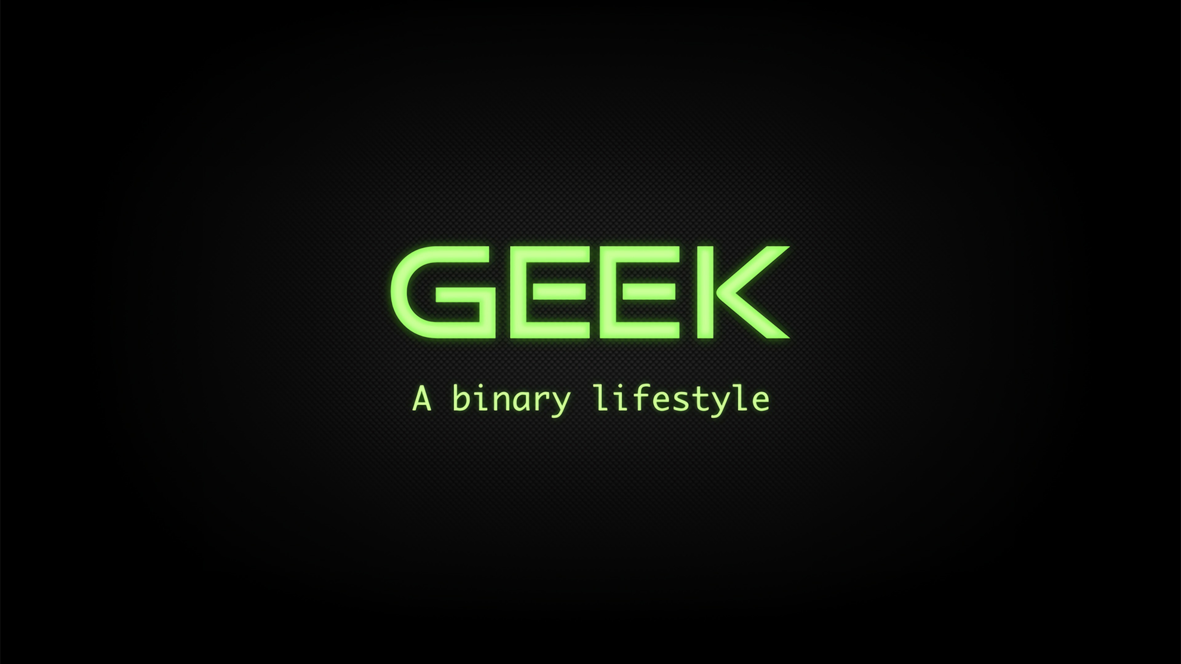 Geek: A binary lifestyle, A person that enjoys fantasy, A video game fanatic. 3840x2160 4K Wallpaper.