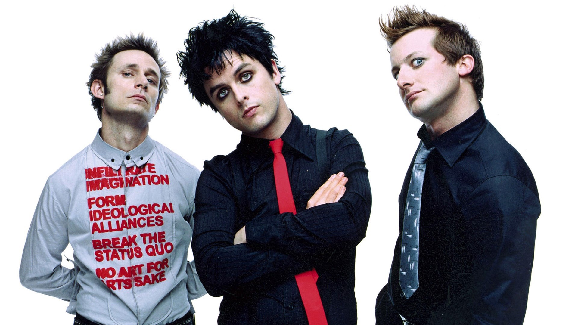Green Day (Band): Billie Joe Armstrong, Mike Dirnt, Tre Cool - the power trio and the leading members of the group. 1920x1080 Full HD Wallpaper.