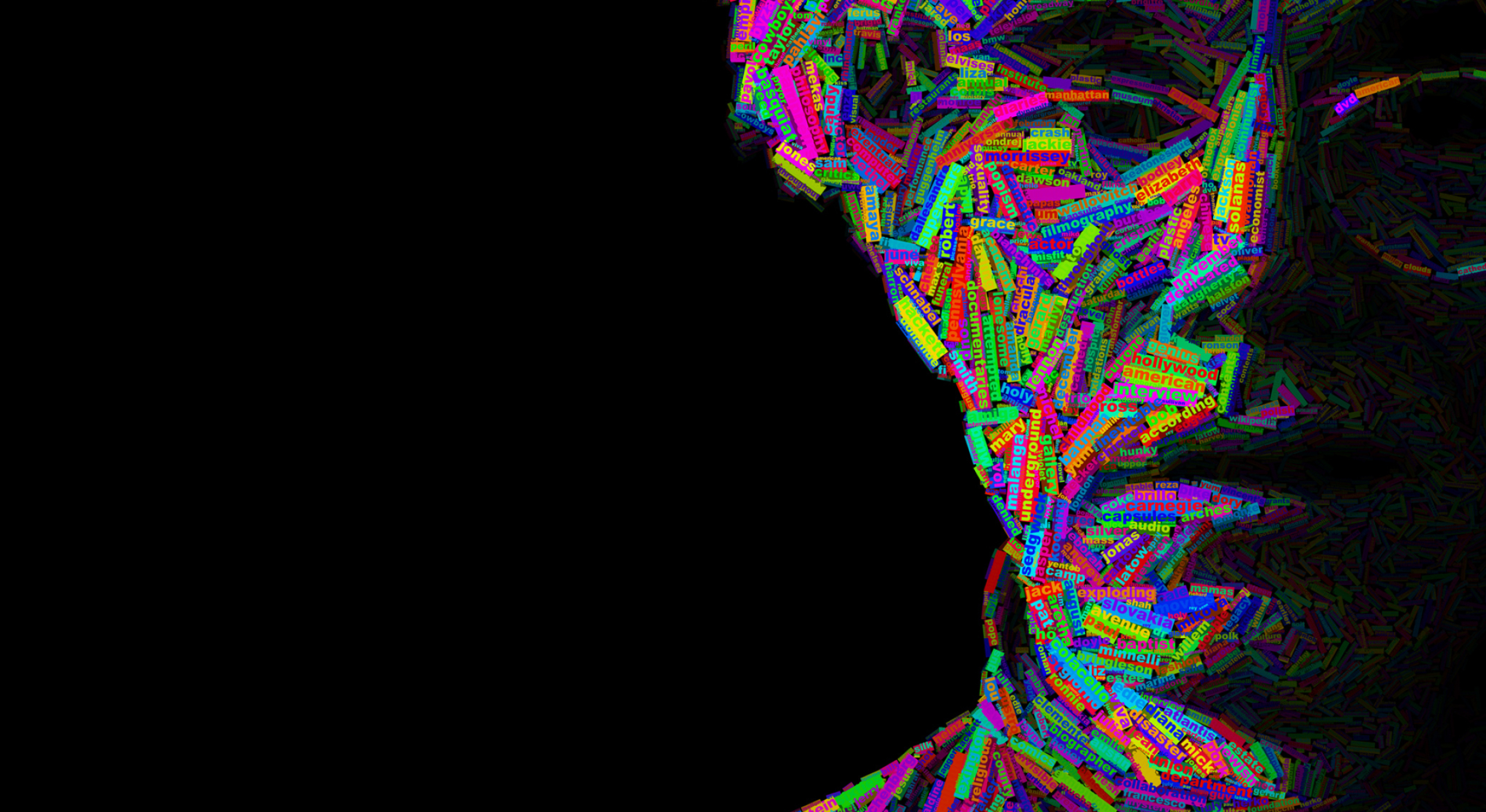 Andy Warhol, Multicolor typography, Pop art, Men with glasses, 2560x1400 HD Desktop