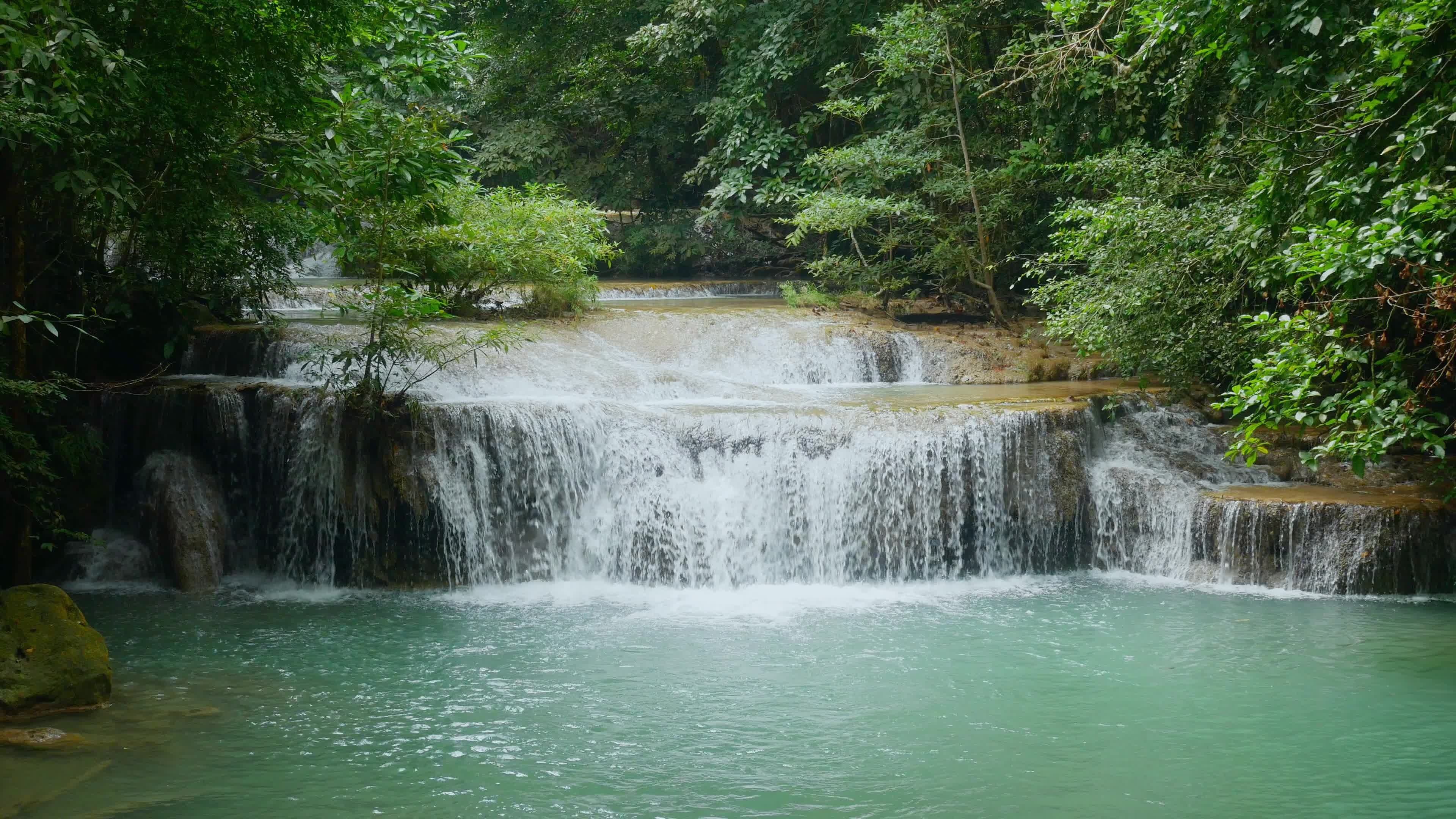 Erawan National Park, Rainforest waterfall, Lush greenery, Nature's marvel, 3840x2160 4K Desktop