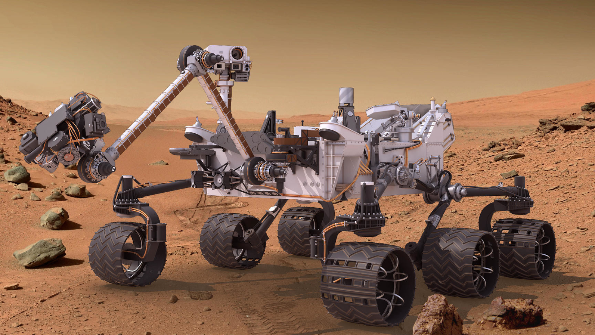 Mars rover curiosity, Top view, Mars exploration, NASA mission, 1920x1080 Full HD Desktop