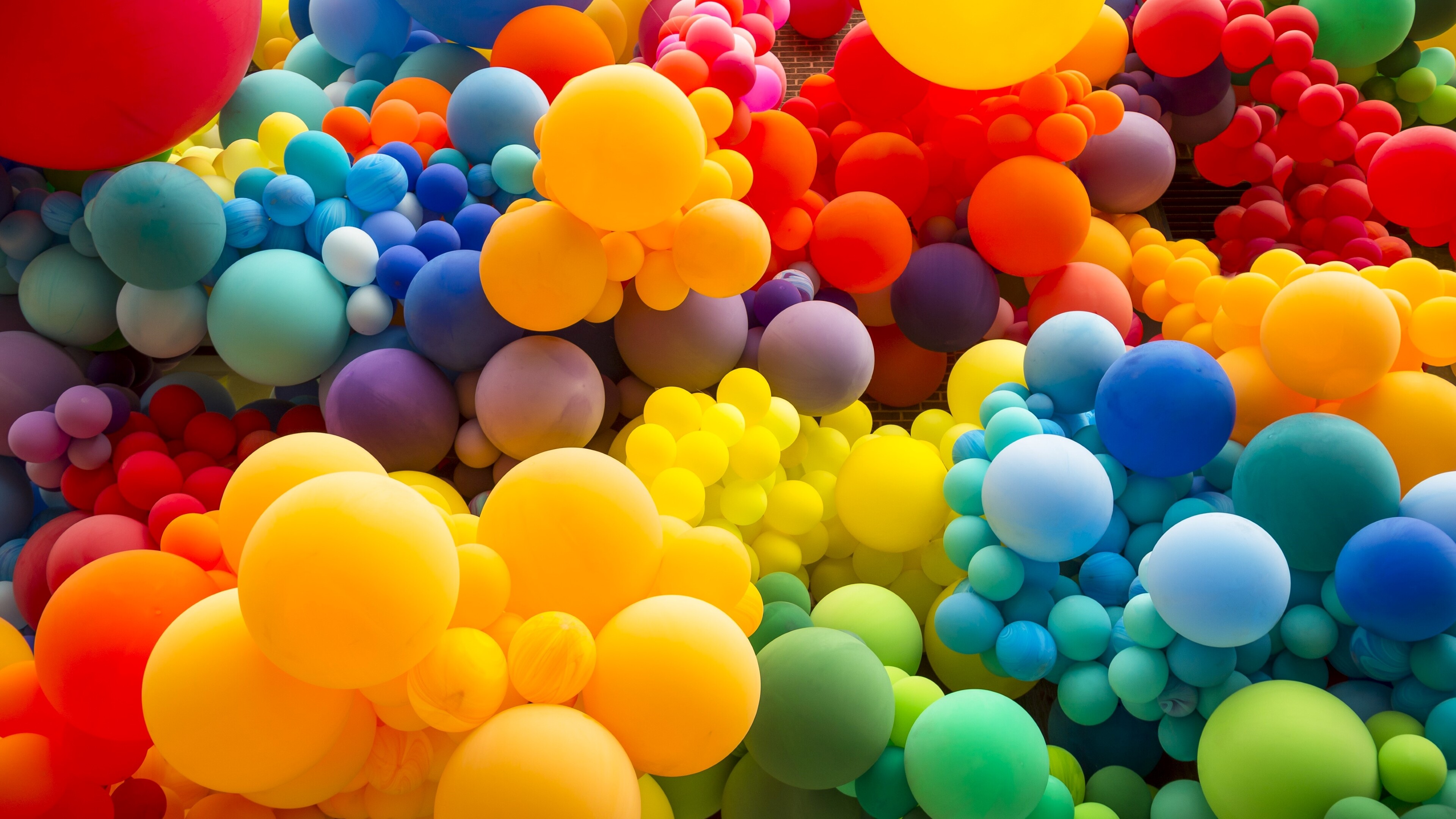 Balloons: Colors, A flexible bag that can be inflated with a gas. 3840x2160 4K Wallpaper.