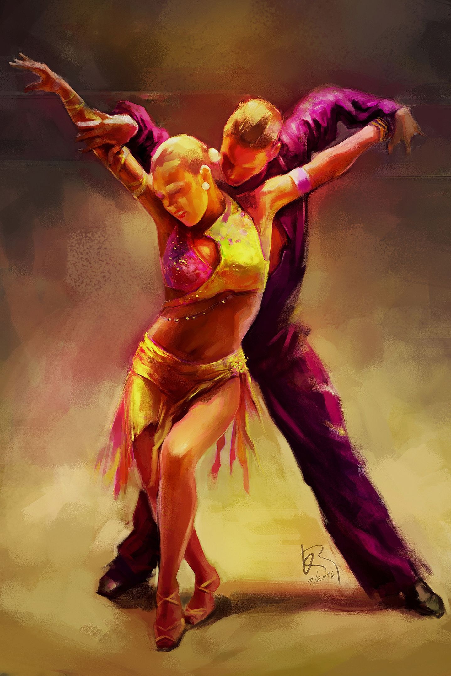 Rumba: Dance Artwork, Sensual Dance, Dancing Couple, Basic Steps, Dance Sport. 1440x2160 HD Wallpaper.