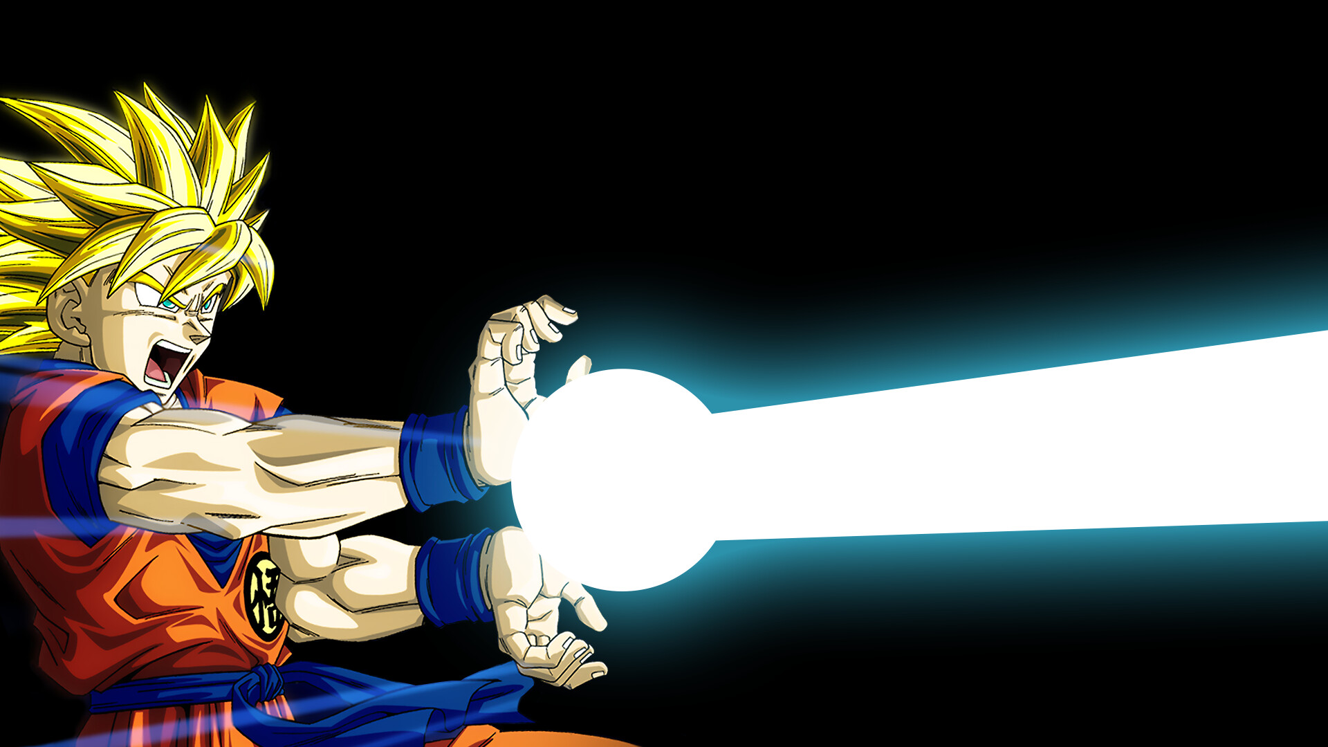Goku Kamehameha: A fictional technique mainly attributed to Son Goku, A character in the Dragon Ball media franchise. 1920x1080 Full HD Wallpaper.
