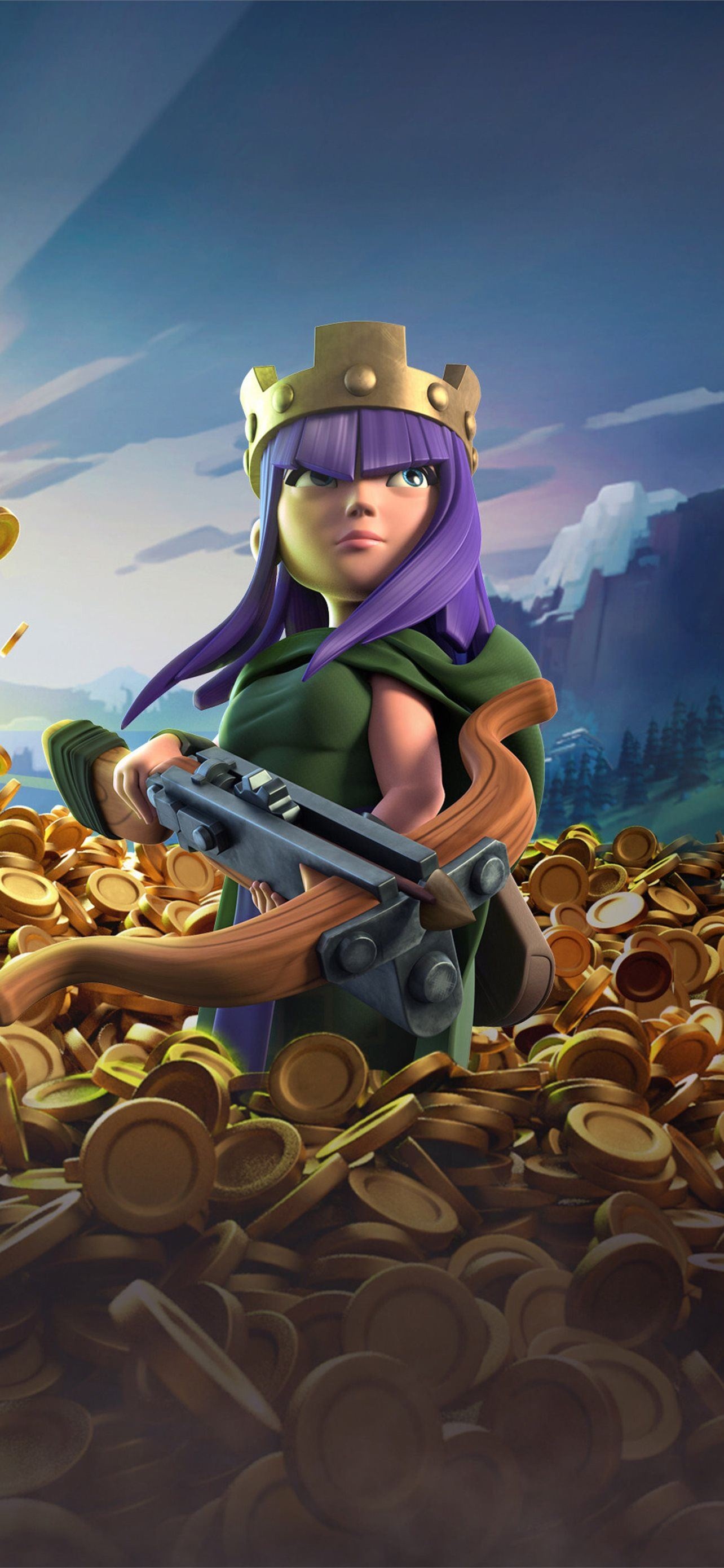 Clash of Clans: Archer Queen, The second Hero, being unlocked at Town Hall 9. 1290x2780 HD Wallpaper.