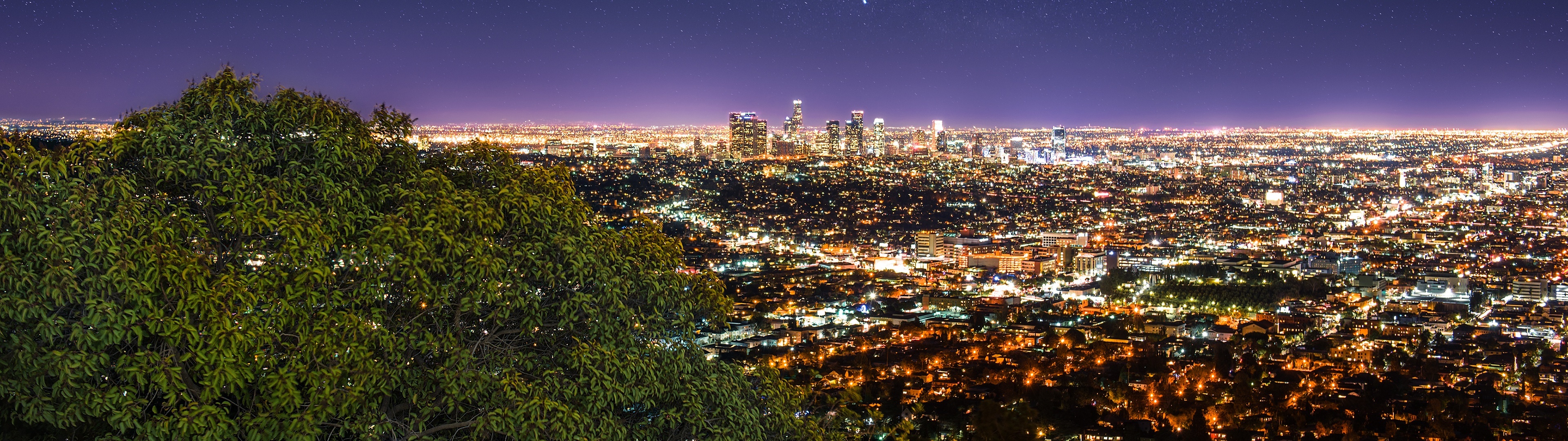 Los Angeles Skyline, Dual monitor HD wallpapers, Stunning backgrounds, 3840x1080 Dual Screen Desktop