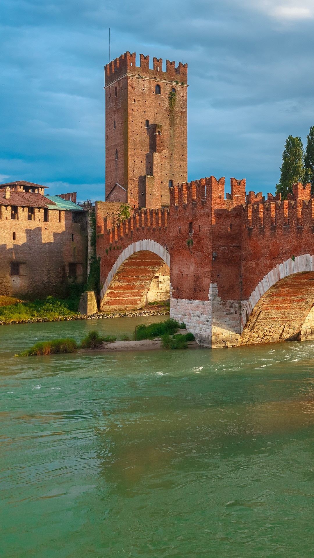 Verona Travels, Castelvecchio at sunset, Northern Italy, Windows 10 spotlight, 1080x1920 Full HD Phone