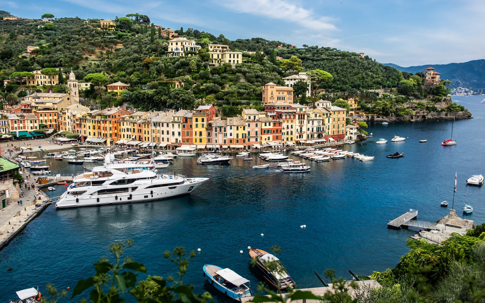 Portofino Italy, Beautiful panorama, Luxury yacht, Italian coast, 1920x1200 HD Desktop