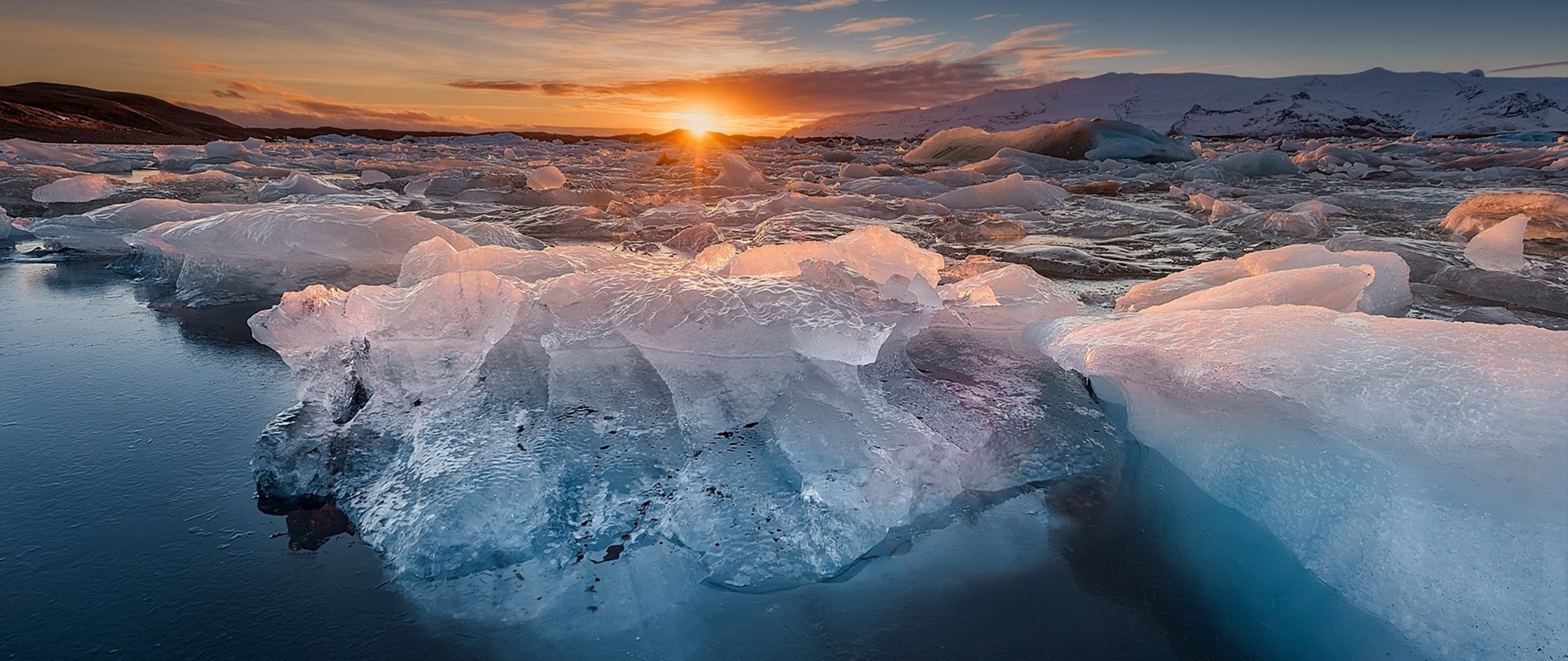 Arctic Ocean, Iceberg photography, Arctic sunrise, Arctic Ocean wallpaper, 2560x1080 Dual Screen Desktop