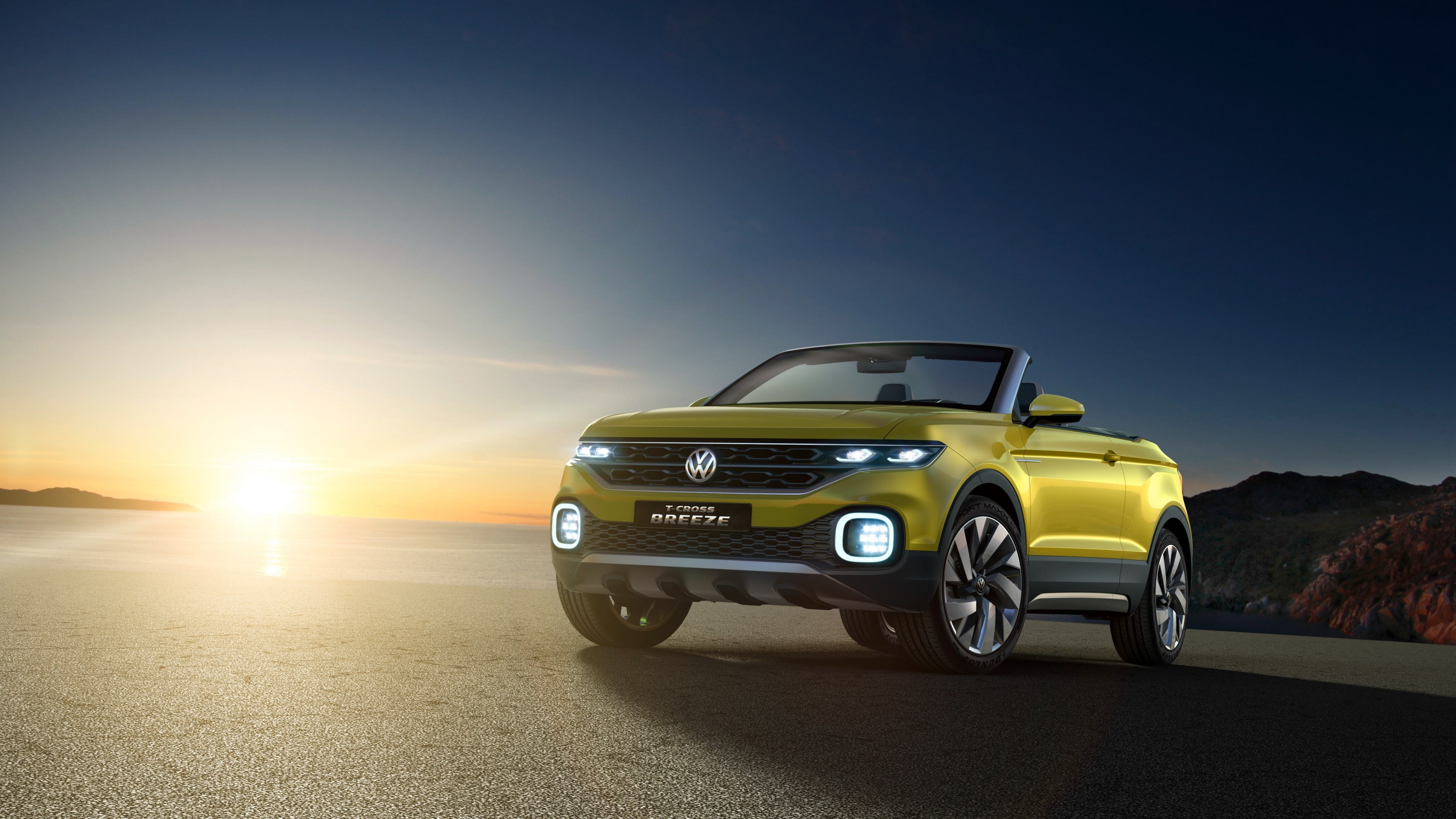 Volkswagen T-Cross, Geneva auto show, Crossover yellow, 3840x2160 4K Desktop