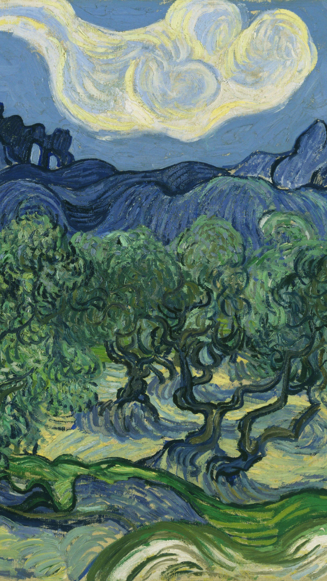 Vincent van Gogh art, Wheat field painting, Artistic landscape, Creative genius, 1080x1920 Full HD Phone