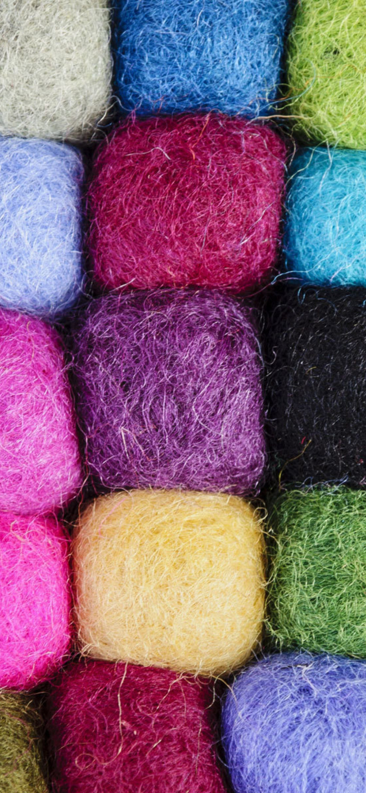 Colorful wool wallpaper, Vibrant and vivid, Playful texture, Knitted design, 1170x2540 HD Phone