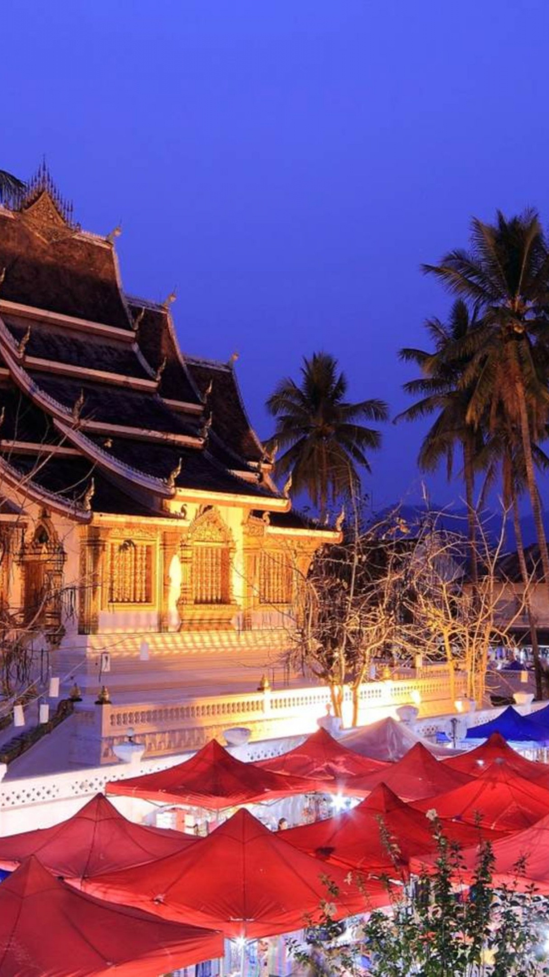 Night lights, Luang Prabang, 4K wallpaper, Download free, 1080x1920 Full HD Phone