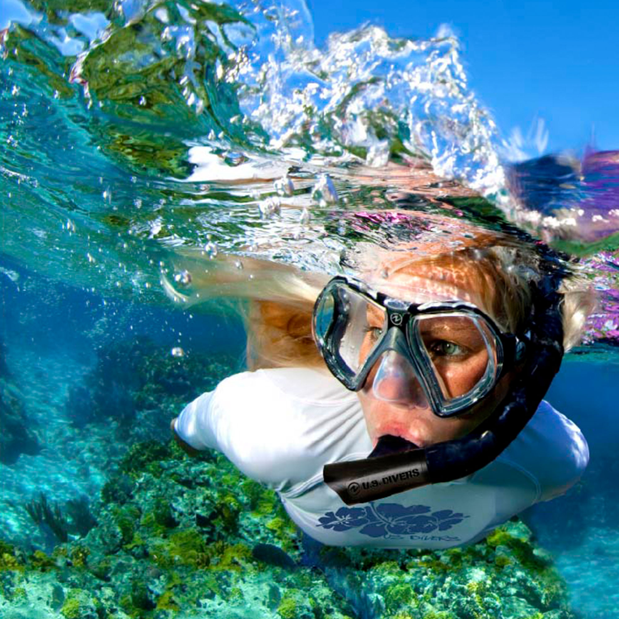 Snorkeling: U.S. Divers, Snorkel set, The snorkeler, Breath-hold diving, Adjustable Snorkeling Combo. 2000x2000 HD Wallpaper.