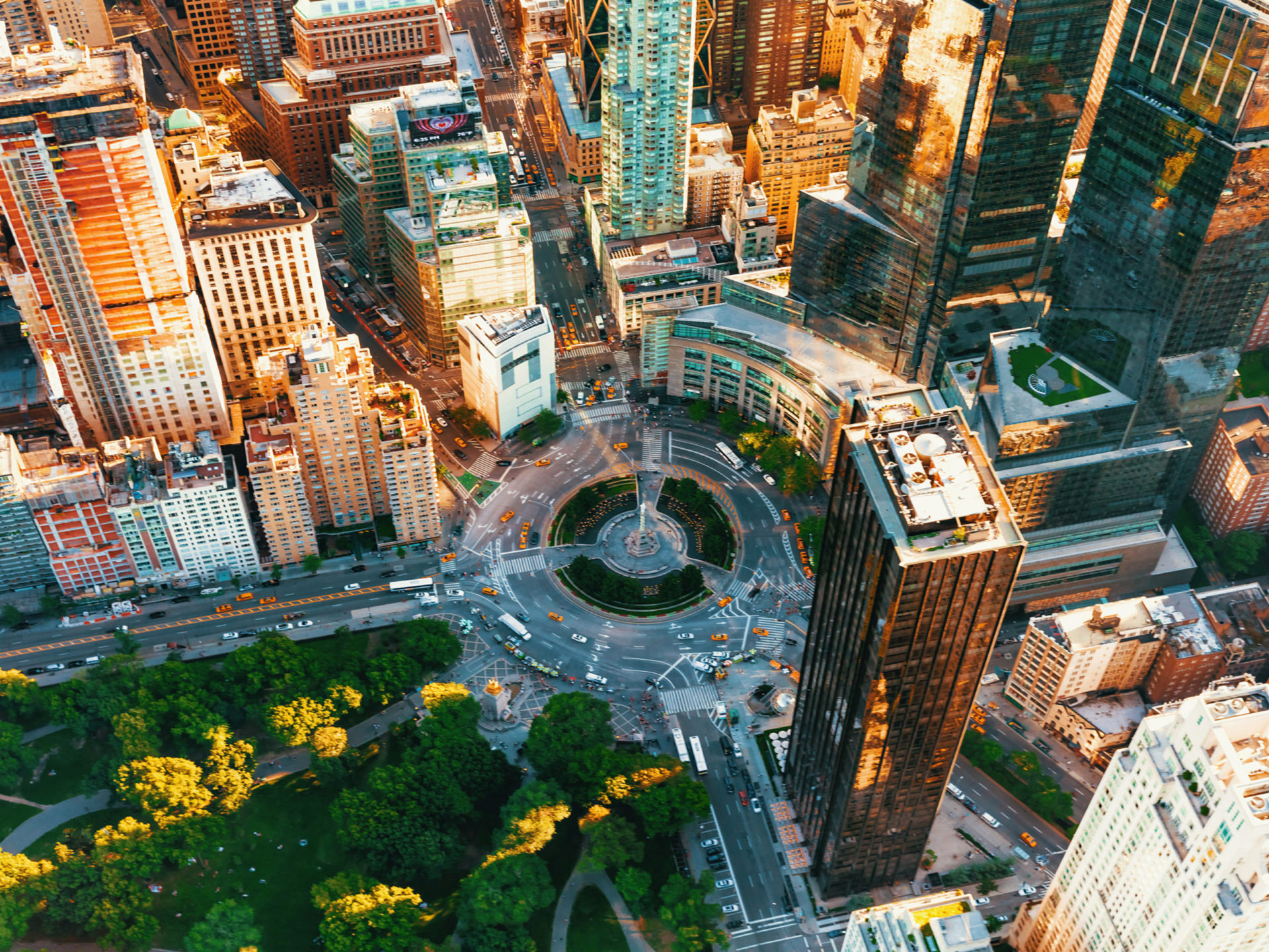New York: Columbus Circle, NYC, Aerial view. 1920x1440 HD Wallpaper.