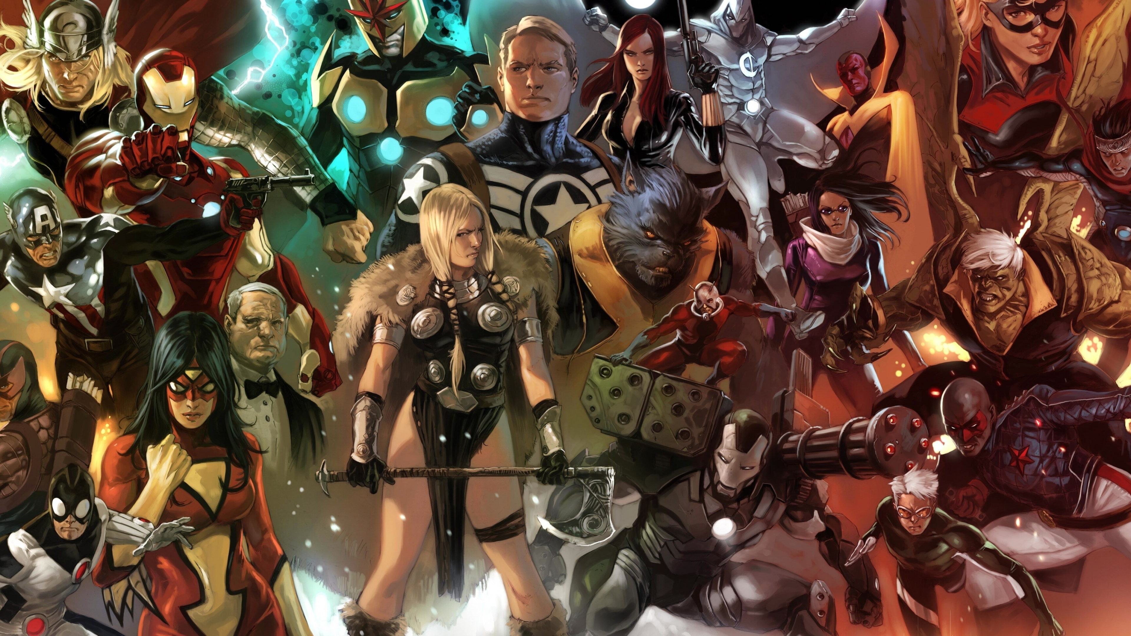 Marvel Heroes: Valkyrie, A fictional superheroine appearing in American comic books, MCU characters. 3840x2160 4K Background.