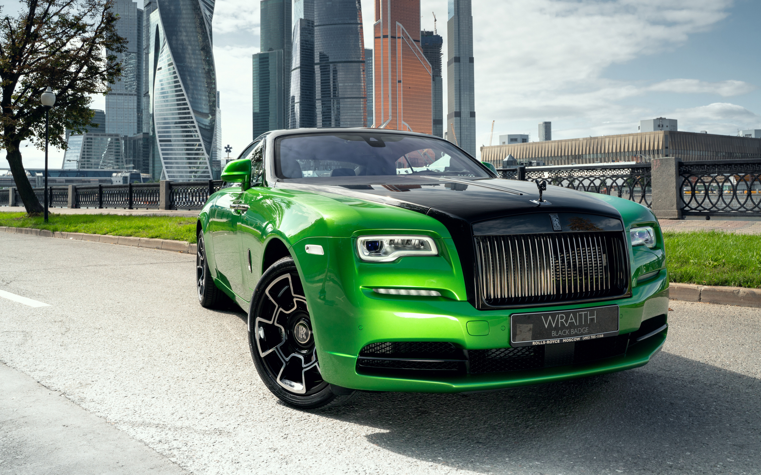 Rolls-Royce Wraith, Auto, Green black car, Dual wide, 2560x1600 HD Desktop