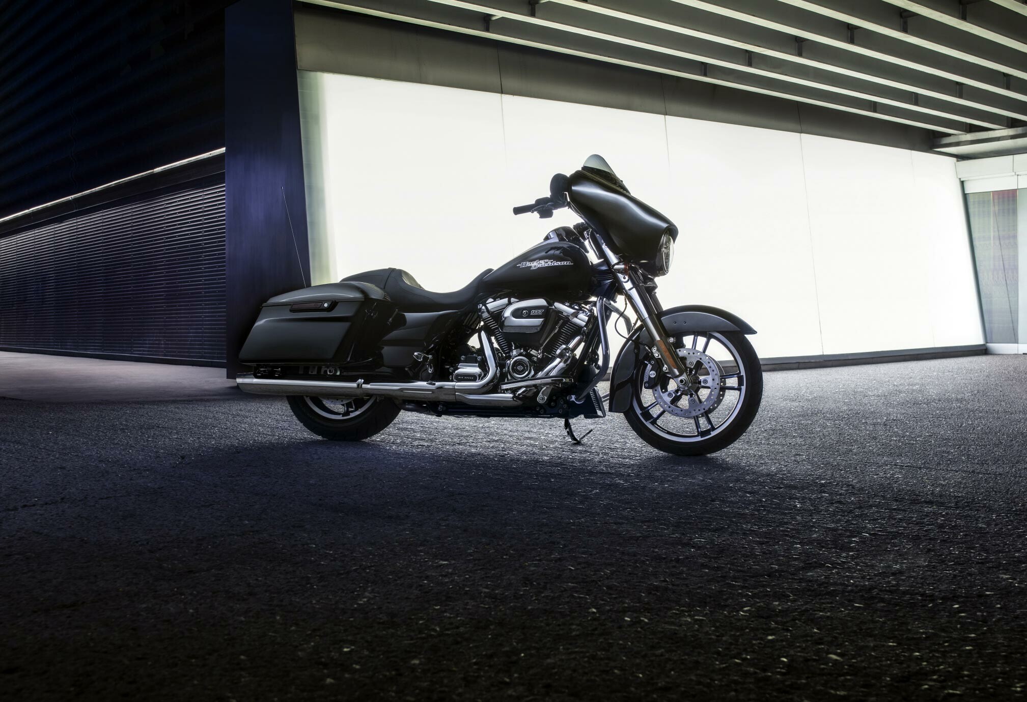 Harley-Davidson Glide: Touring model, Features Harman/Kardon sound system, cruise control, and optional ABS and security. 2020x1380 HD Wallpaper.