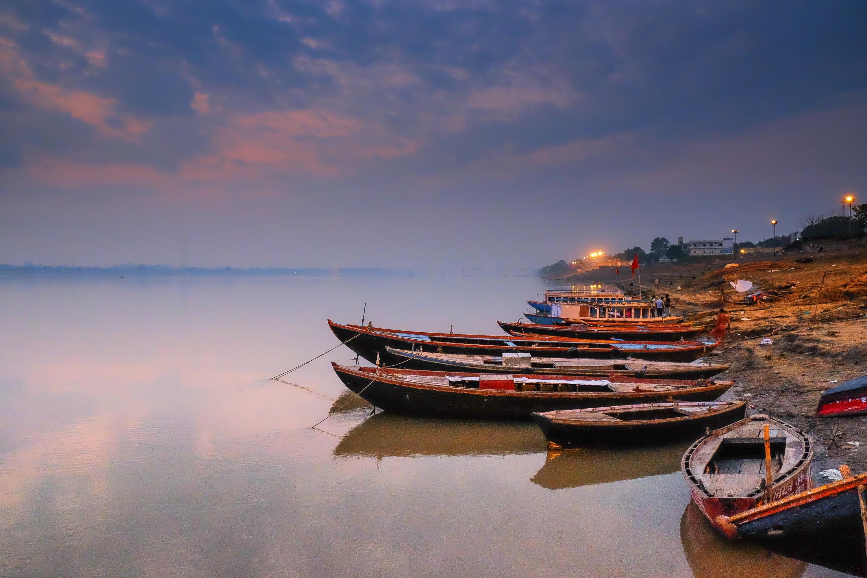 The Ganges river, fishing boats, seashore, HD wallpaper, 3000x2000 HD Desktop