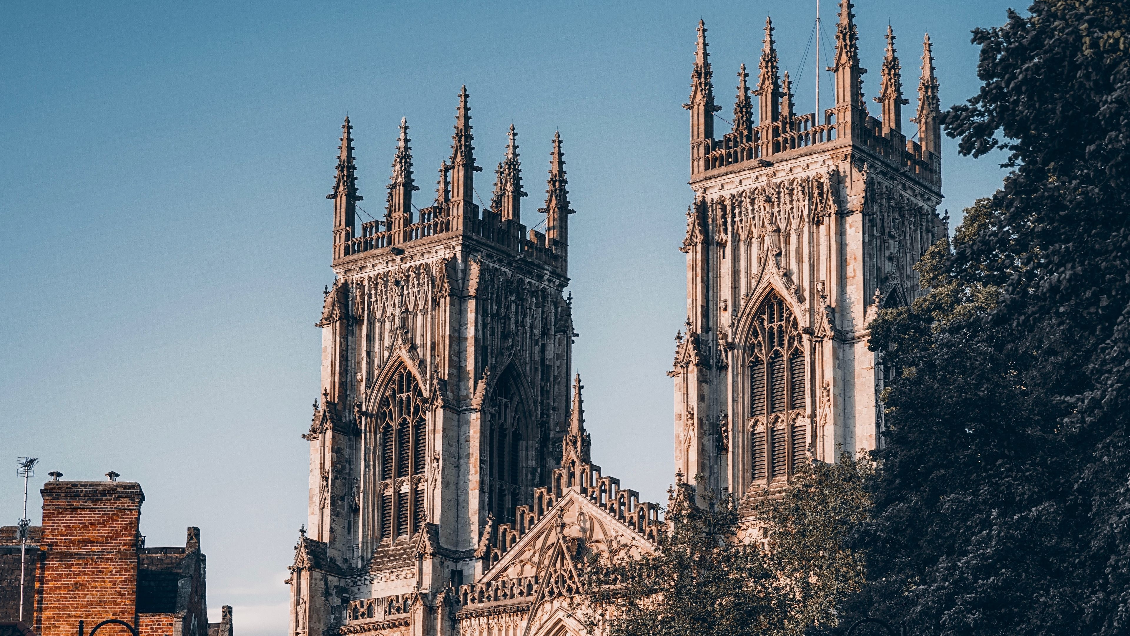 Gothic Architecture: Cathedral and Metropolitan Church of Saint Peter in York, York Minster. 3840x2160 4K Background.