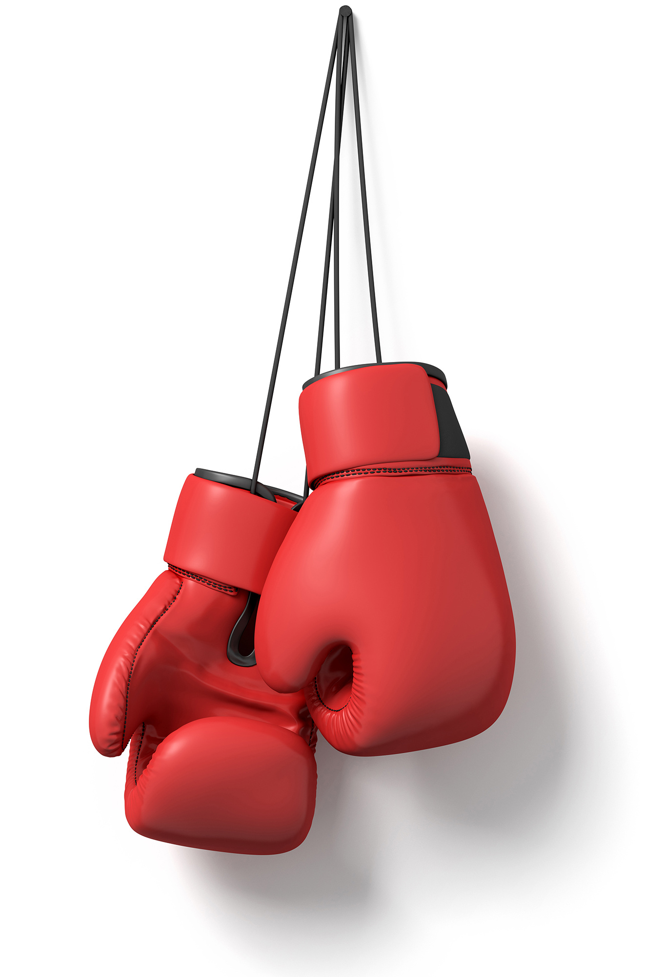 Hanging boxing gloves, Red boxing gloves, Black string, White background, 1330x2000 HD Phone