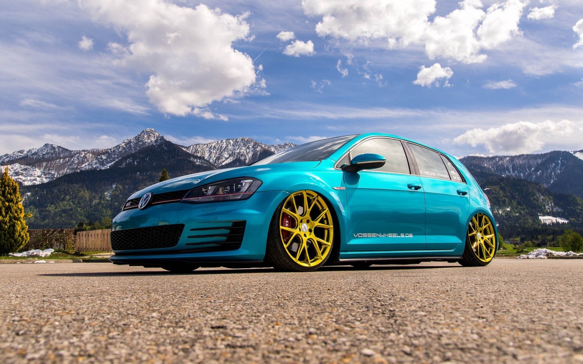 Volkswagen Golf, Tuned Golf GTI, Blue and gold accents, HD wallpapers, 1920x1200 HD Desktop