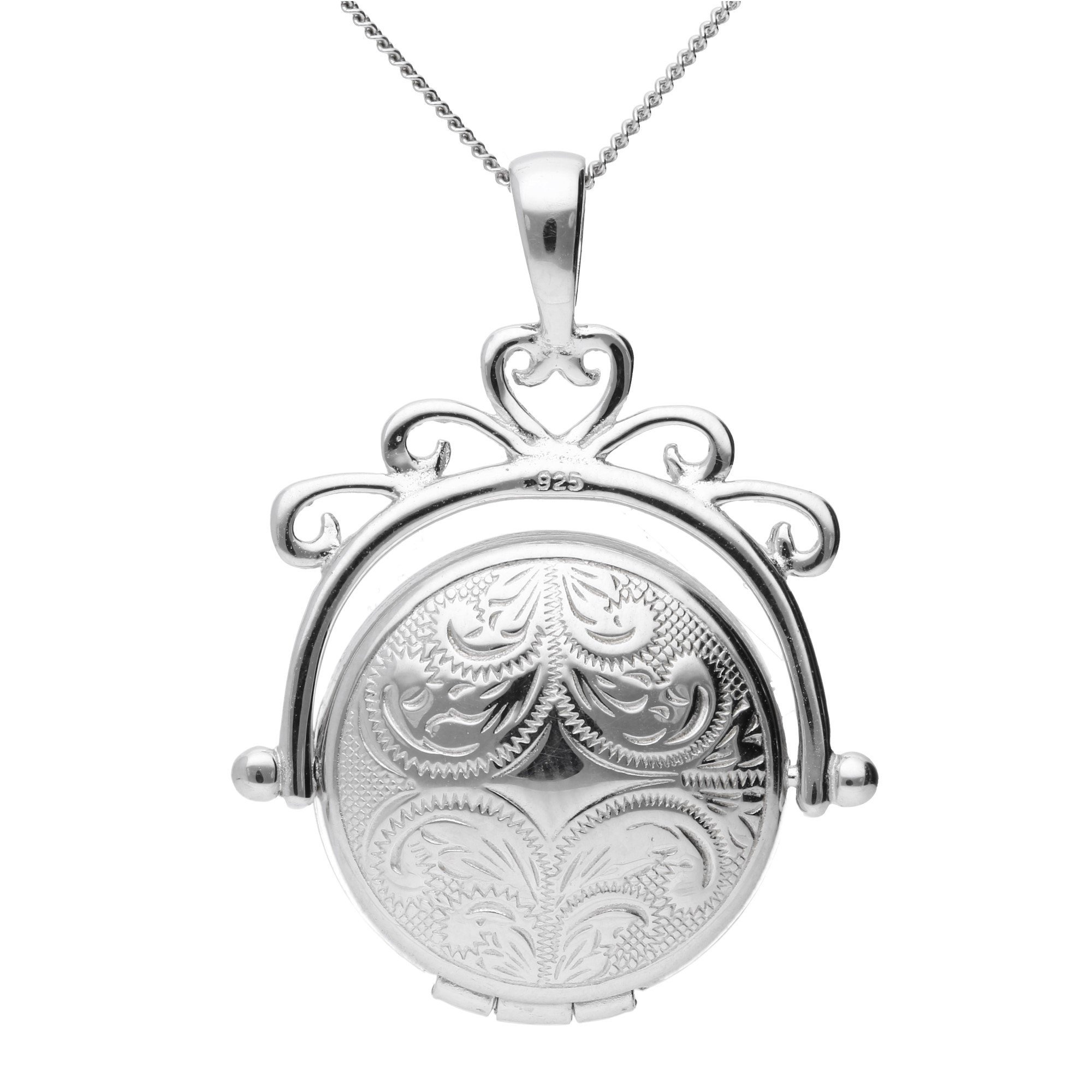 Silver round spinner locket, free insured delivery, UK-based jewelry store, 2000x2000 HD Handy