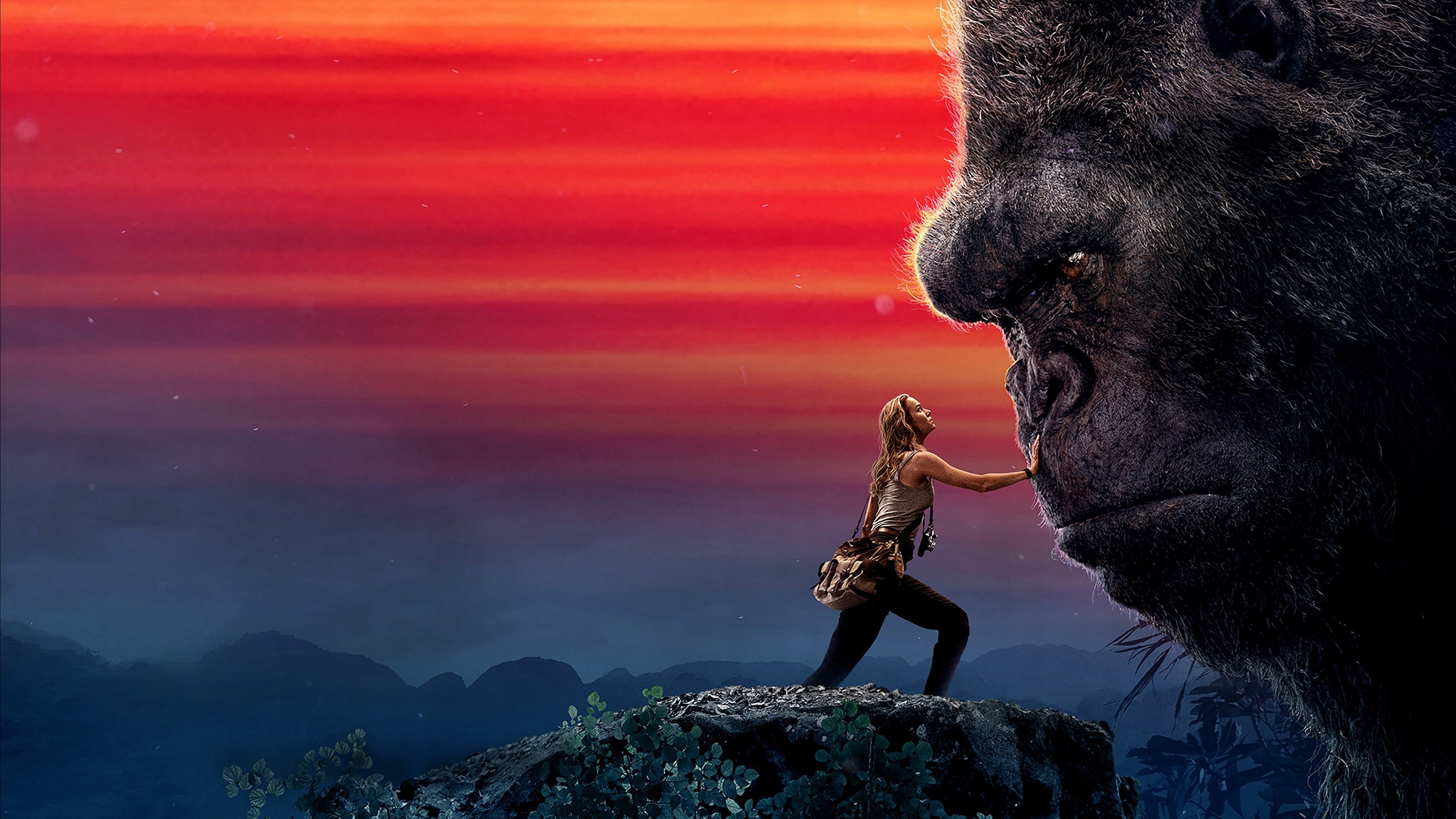 King Kong: Brie Larson, Skull Island, a 2017 American monster film. 3840x2160 4K Background.