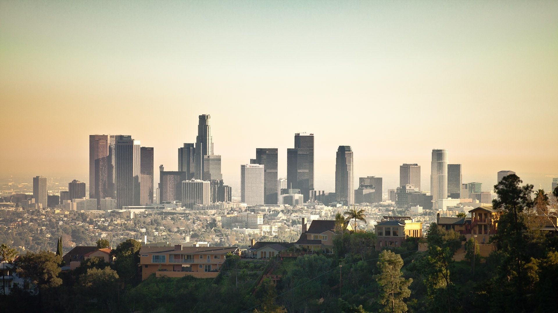 Los Angeles: The City of Angels, Skyscrapers, Cityscape. 1920x1080 Full HD Background.