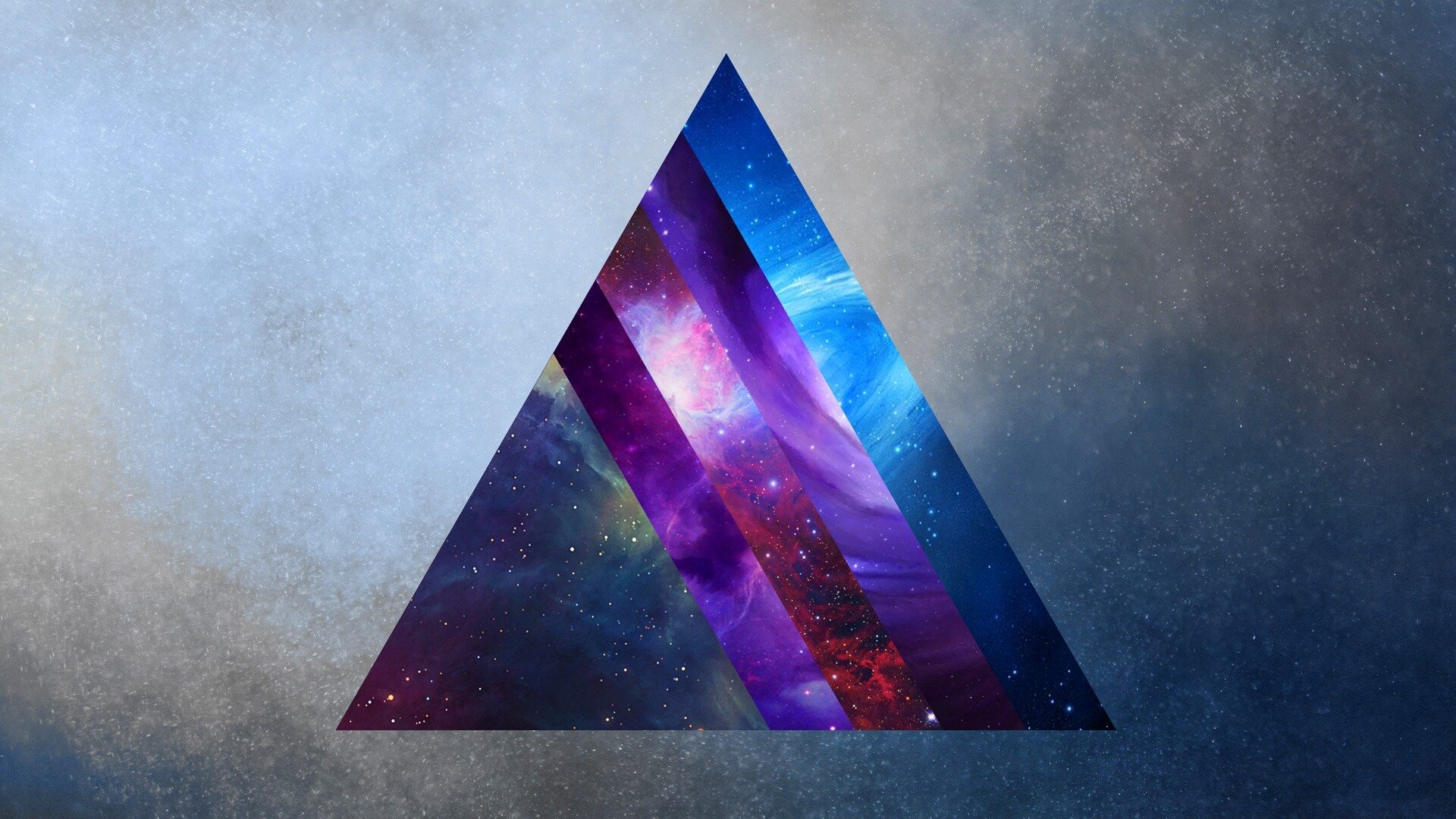 Triangle: Space, Prism, Galaxy, Nebula, Parallel stripes. 1920x1080 Full HD Wallpaper.