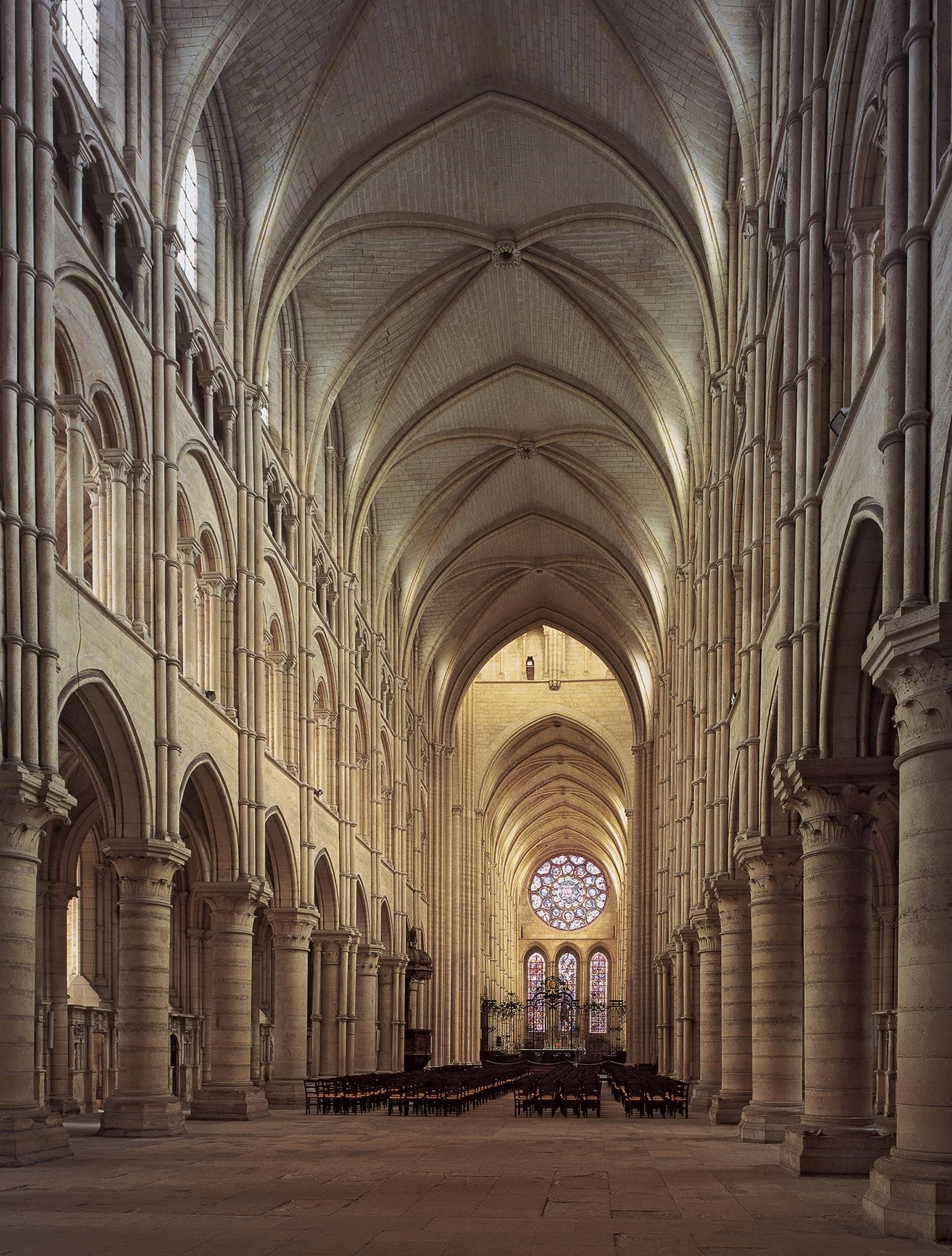 Gothic Architecture: Laon Cathedral, The rib vault, Columns, Rose window, French Style, Tracery. 1900x2500 HD Wallpaper.