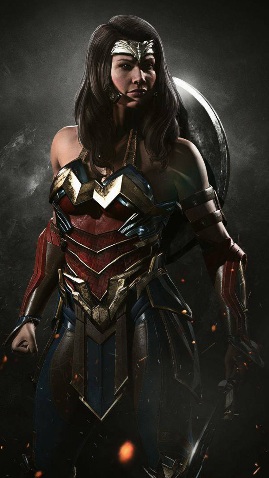 Injustice 2, Wonder Woman, Powerful warrior, Gaming wallpapers, 1080x1920 Full HD Phone