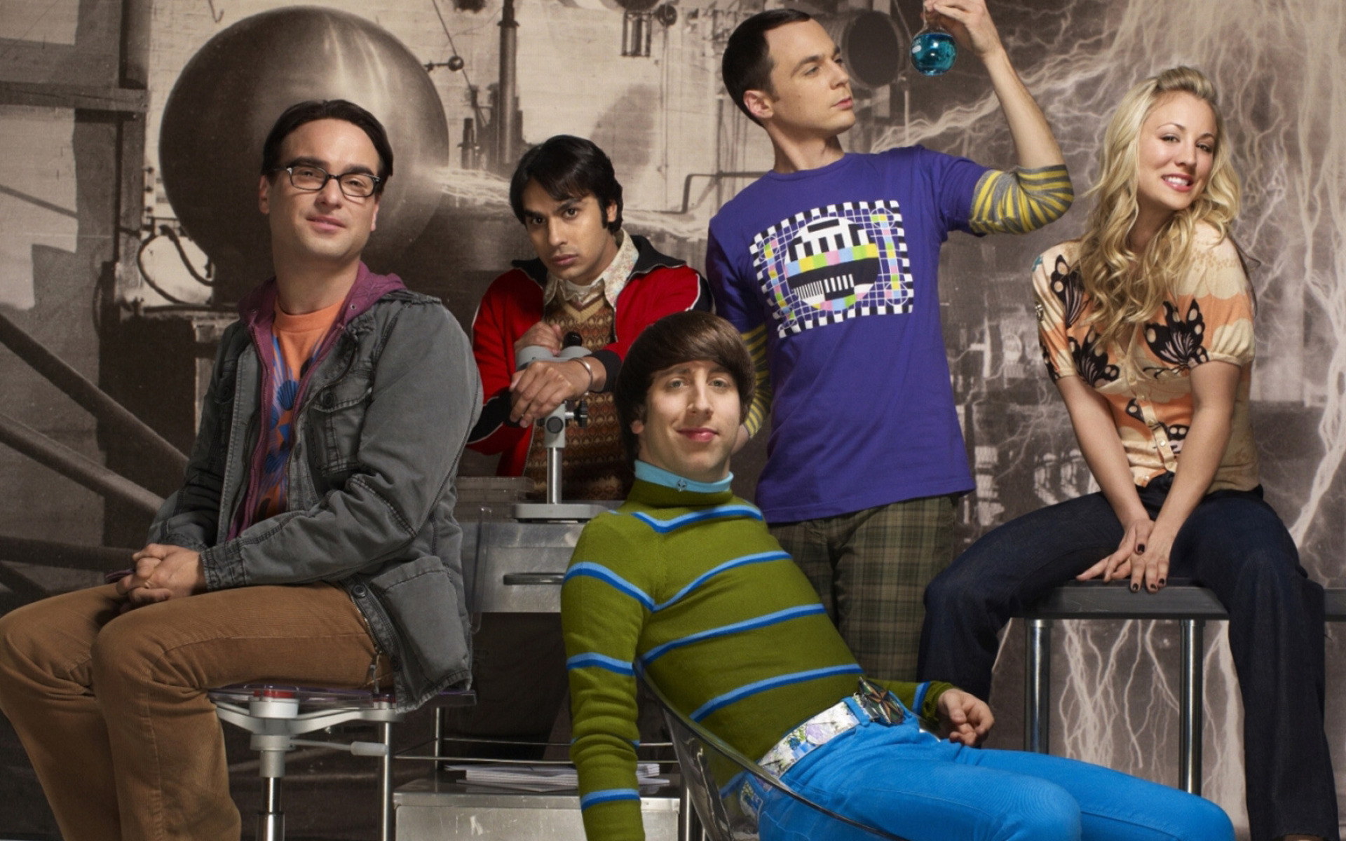 The Big Bang Theory: The lives of four socially awkward friends, Leonard, Sheldon, Howard, and Raj, take a wild turn when they meet the beautiful and free-spirited Penny. 1920x1200 HD Background.