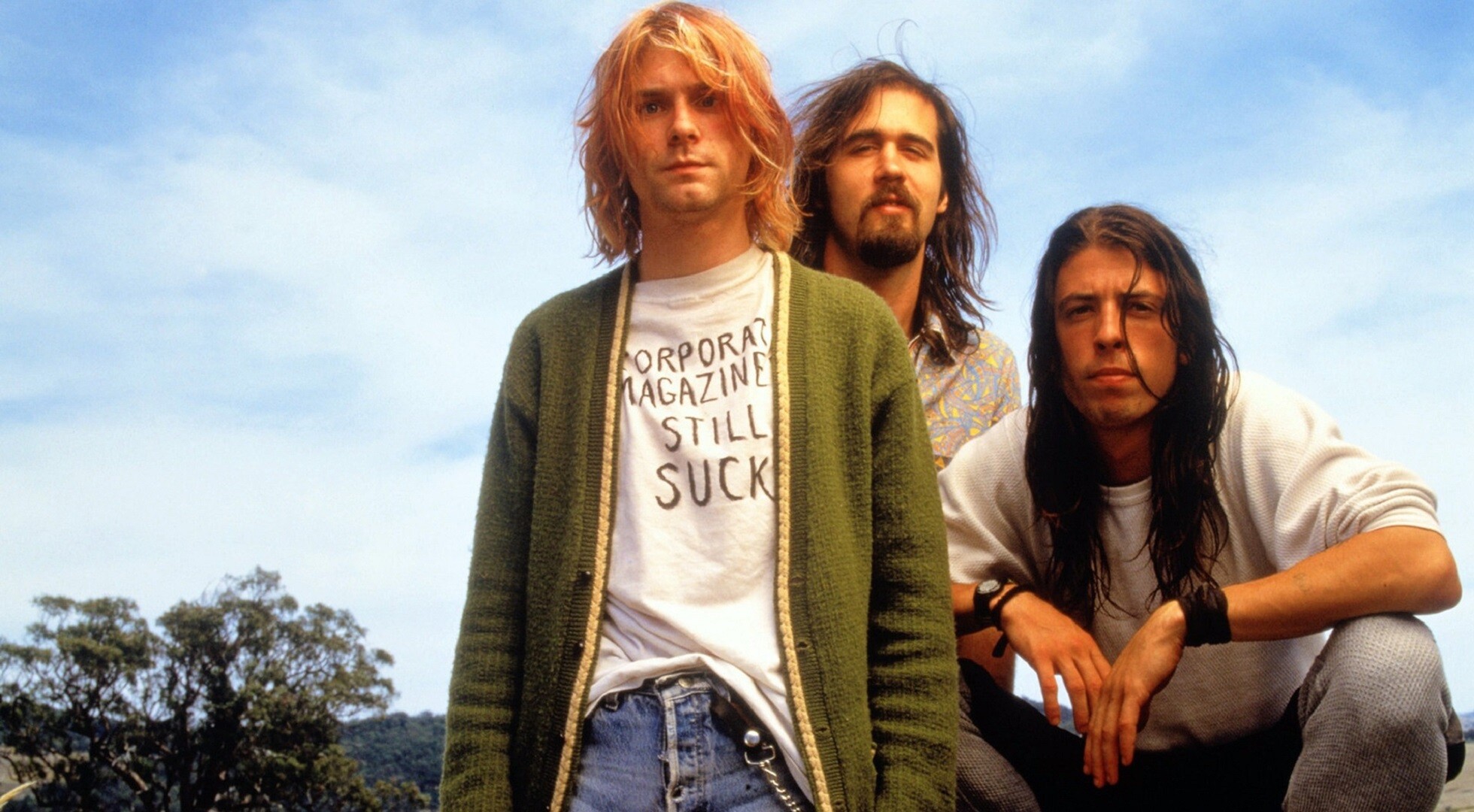 Nirvana: One of the most successful and influential bands of that time, Kurt Cobain. 1960x1080 HD Background.