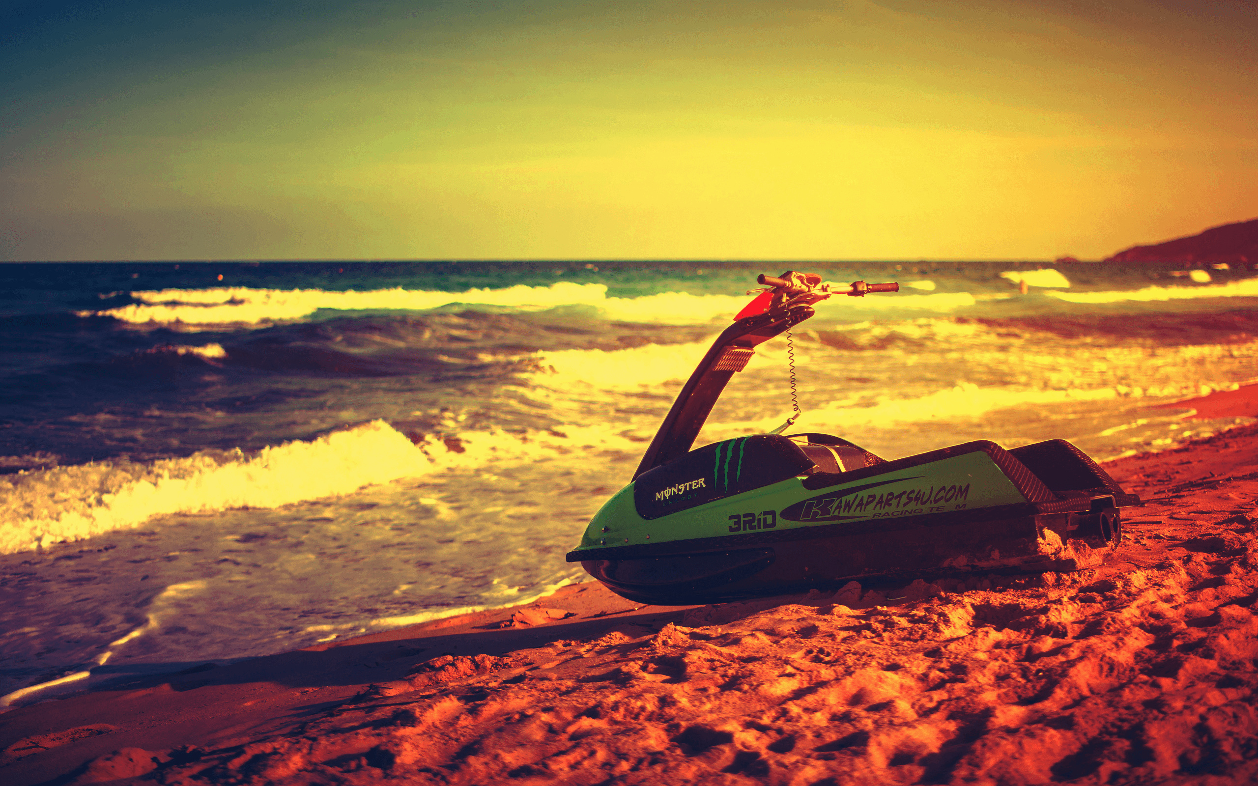 Jet Ski: Personal watercraft, Recreational water sports in the sunset. 2560x1600 HD Background.