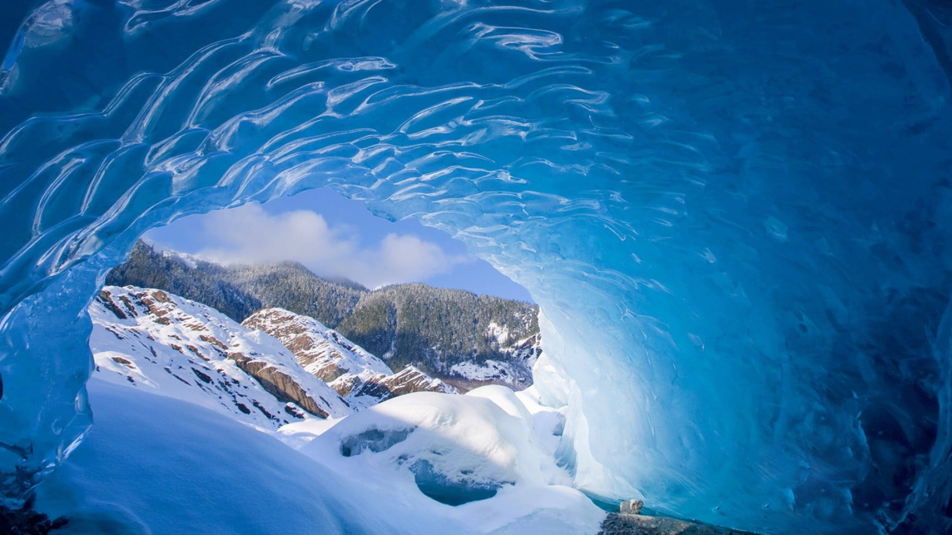 Mystical ice caves, Frozen wonderland, Crystal blue waves, Pristine beauty, 1920x1080 Full HD Desktop