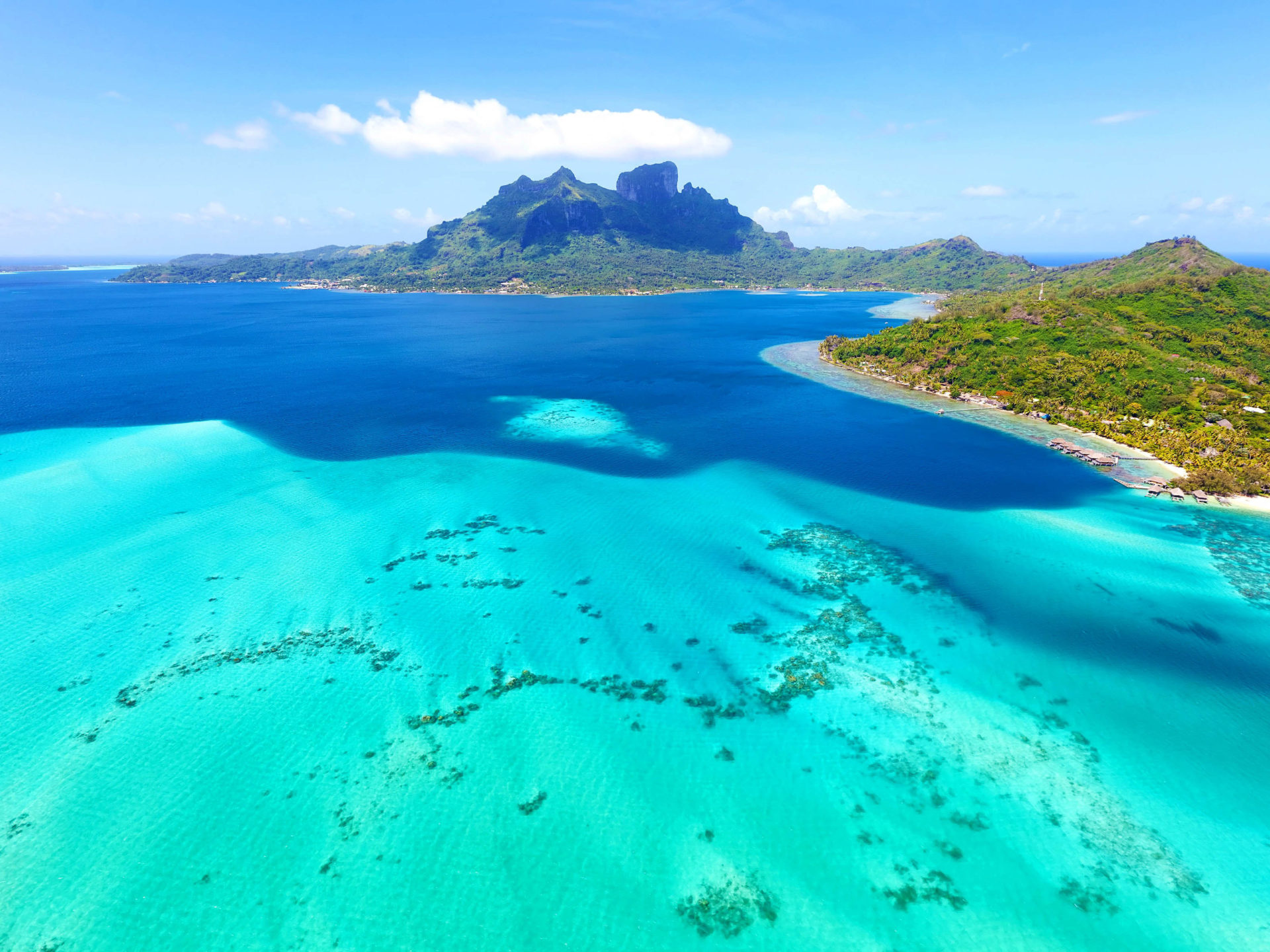 Bora Bora island, Tropical landscape, Blue paradise, South Pacific gem, 1920x1440 HD Desktop