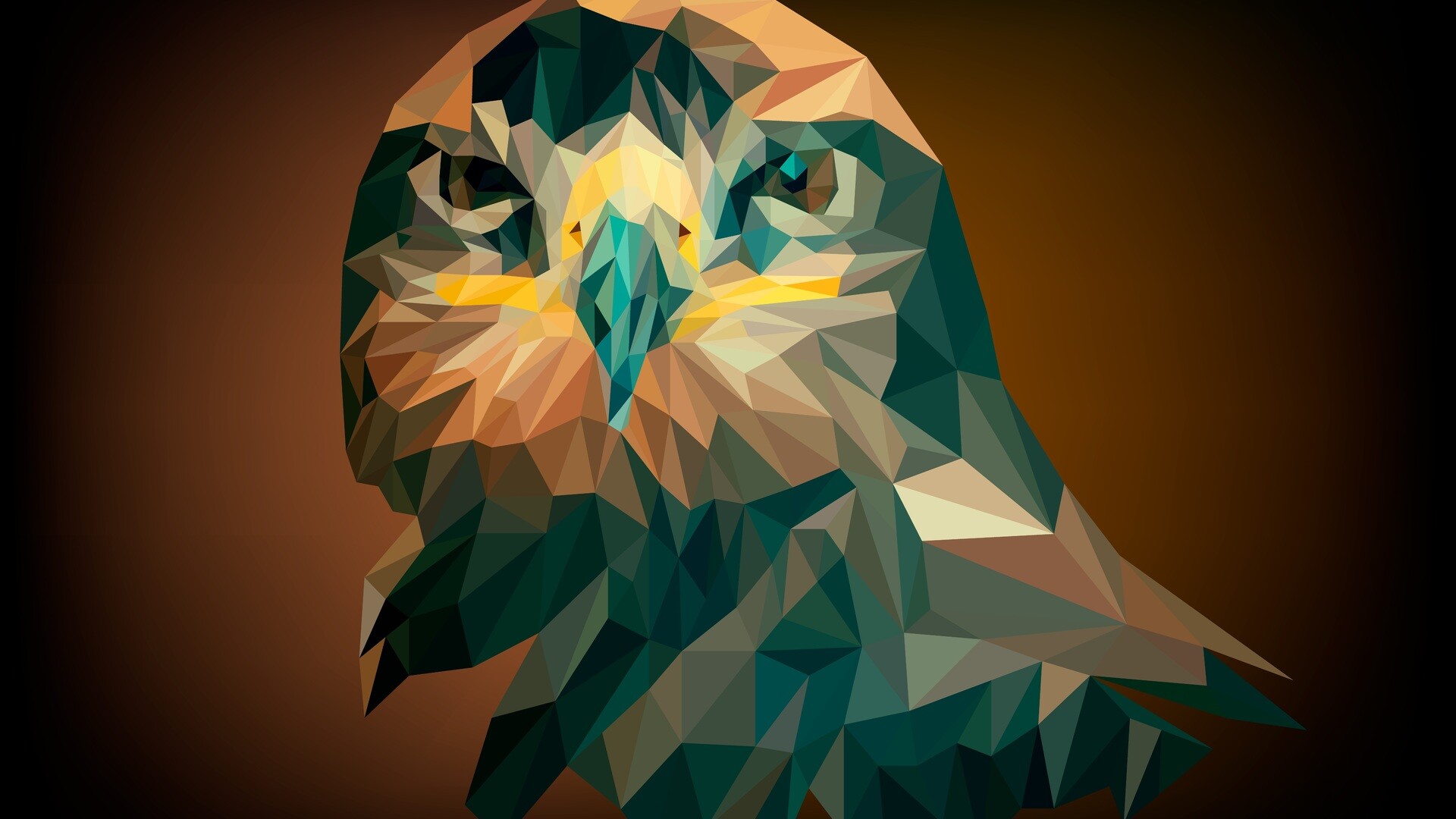 Geometric Animal: Artistic abstract owl, The art that based on the use of the regular shapes. 1920x1080 Full HD Background.