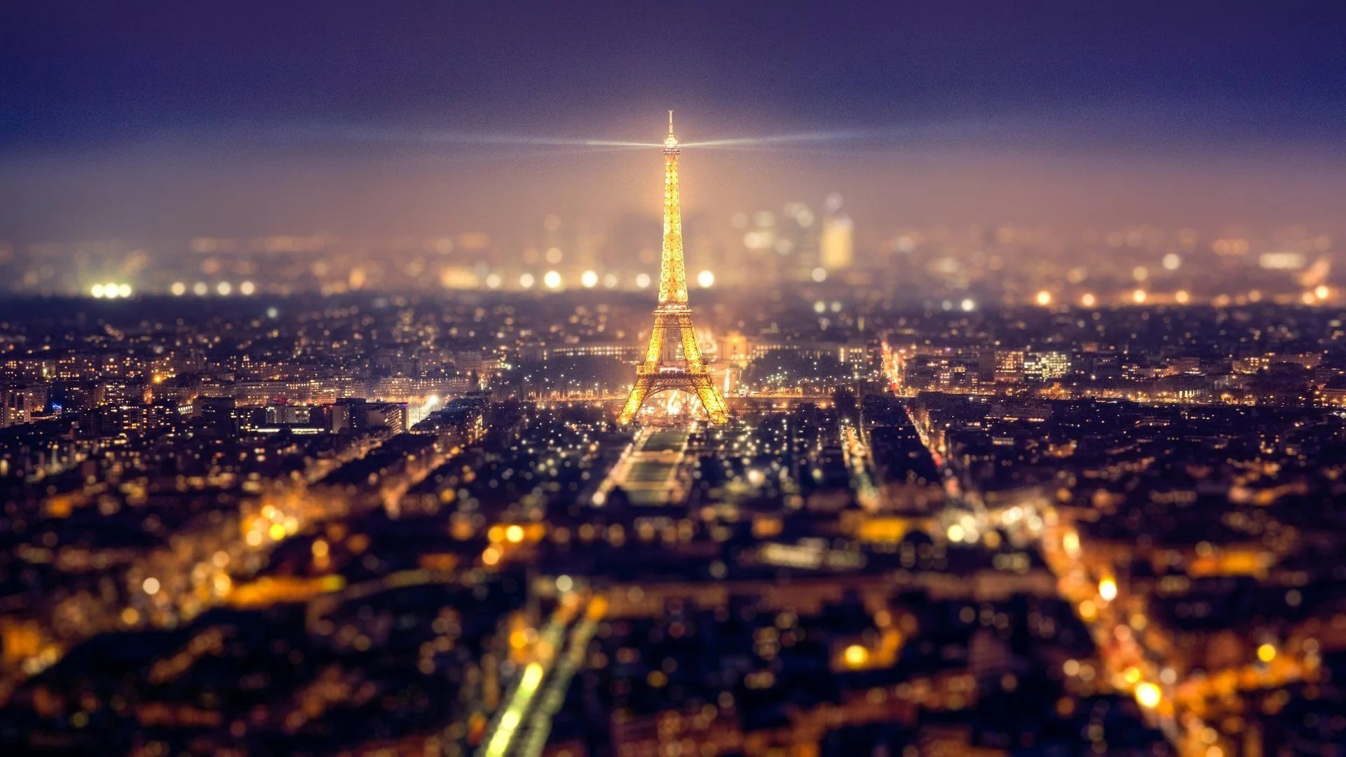 Paris: Cityscape, Night city lights, Capital of France. 1920x1080 Full HD Wallpaper.