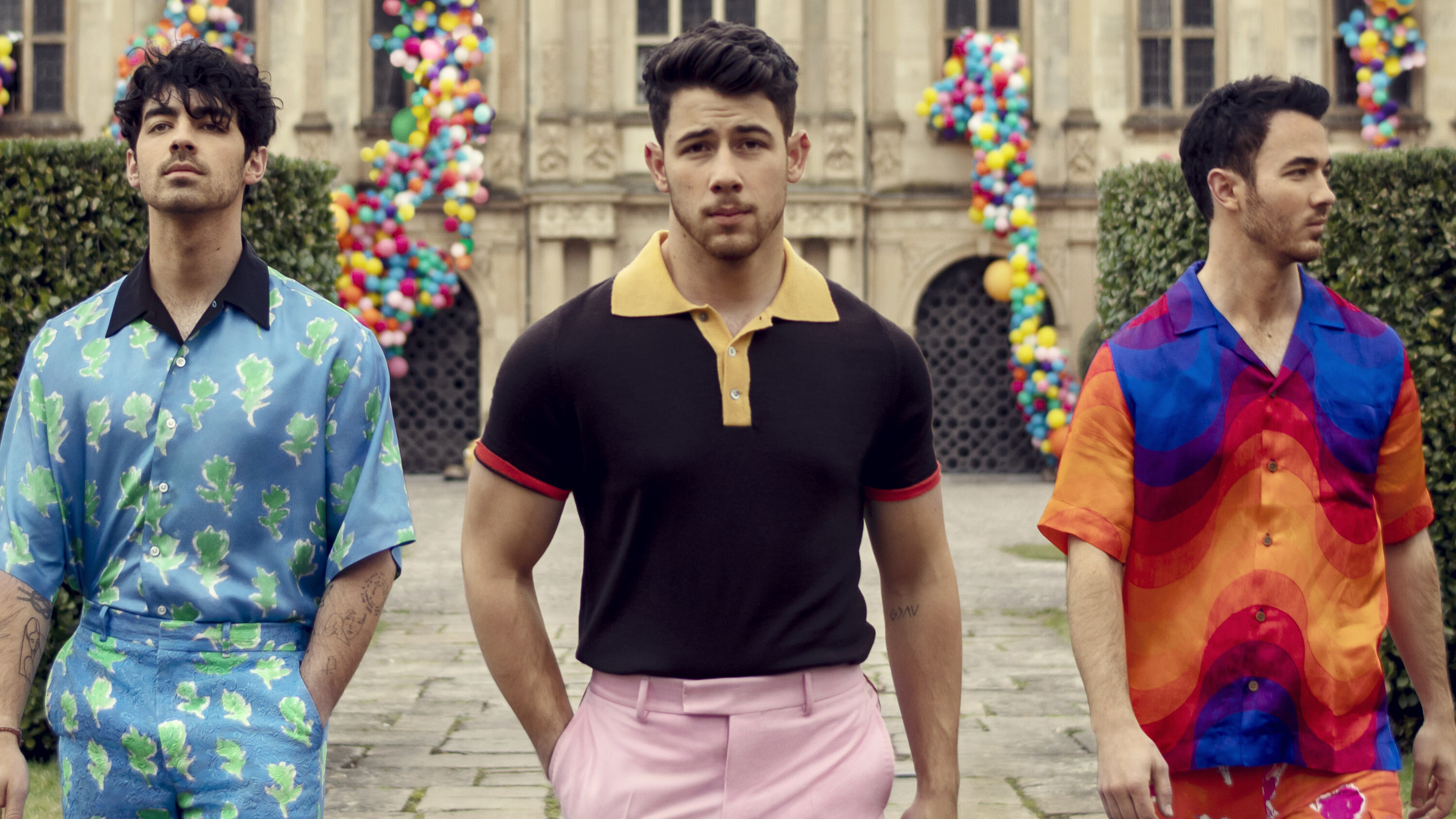 Jonas Brothers: "Hold On"  was released as the lead single from their self-titled second album. 3000x1690 HD Background.