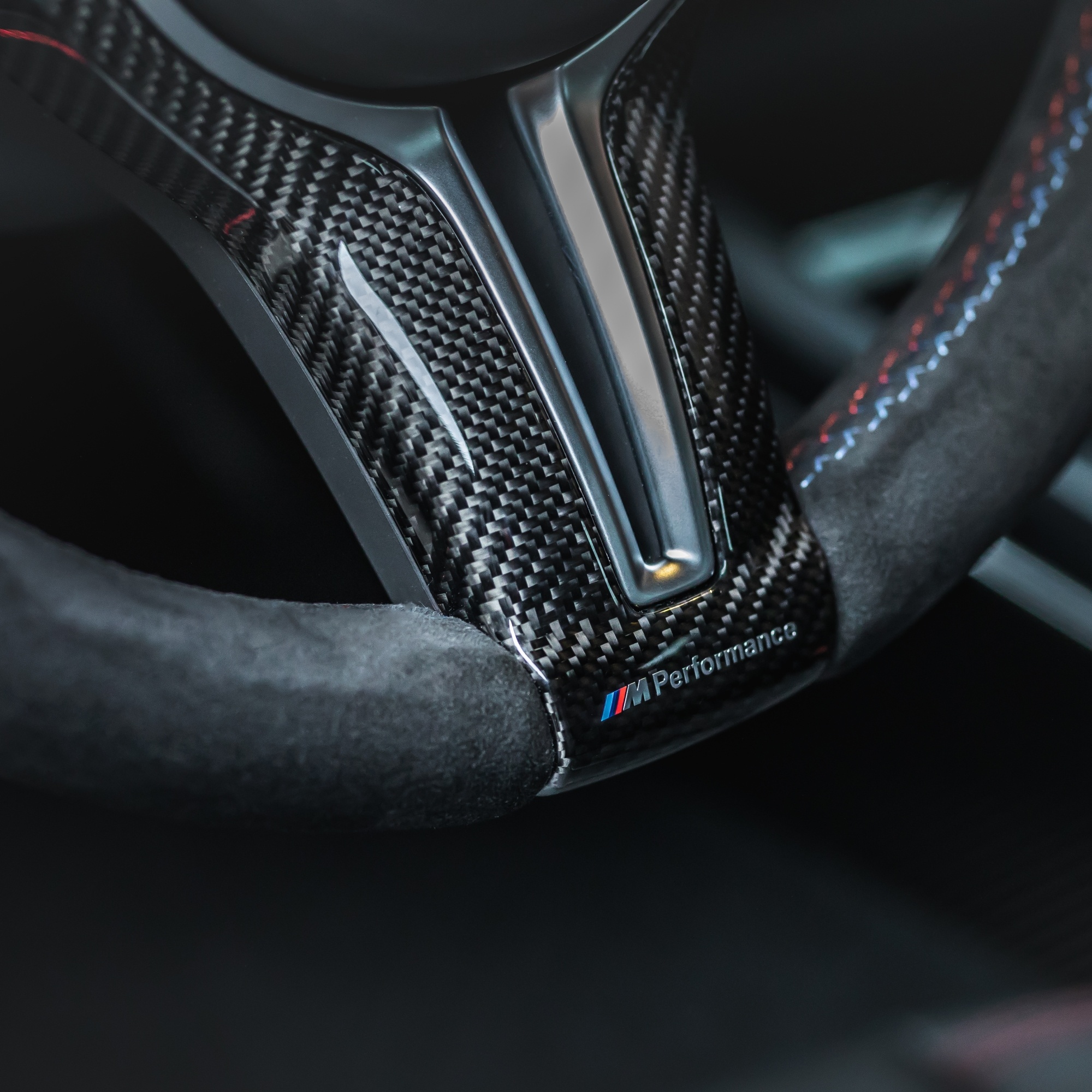 Carbon fiber, Performance BMW, Steering wheel, Spokes, 2000x2000 HD Phone